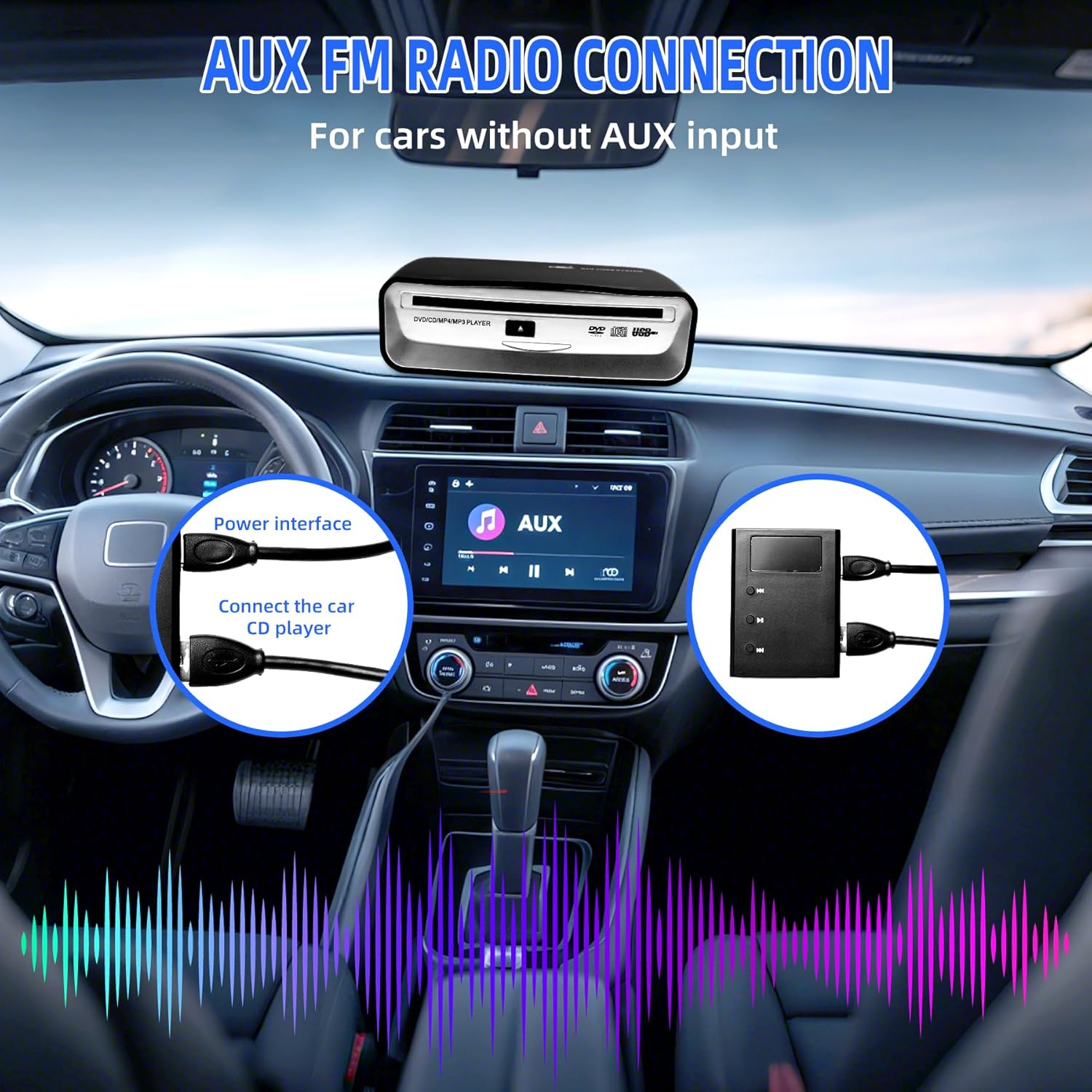 USB Portable External Universal CD Player for Car，Tv，Mac，Laptops，Desktops，Pc with Plug and Play USB Port AUX Port for Android 4.4 and above Navigation image number 1