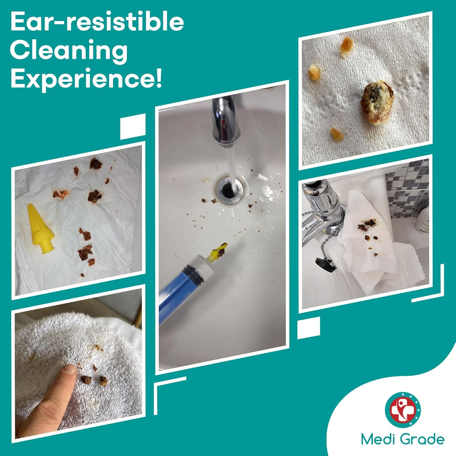 Medi Grade Large Ear Wax Removal Ear Syringe Kit with 3X Quad-Stream Tips, 60Ml - Natural Ear Cleaner Ear Wax Remover for and Aural Hygiene - Ear Wax Removal Kit Earwax Remover Tool image number 1