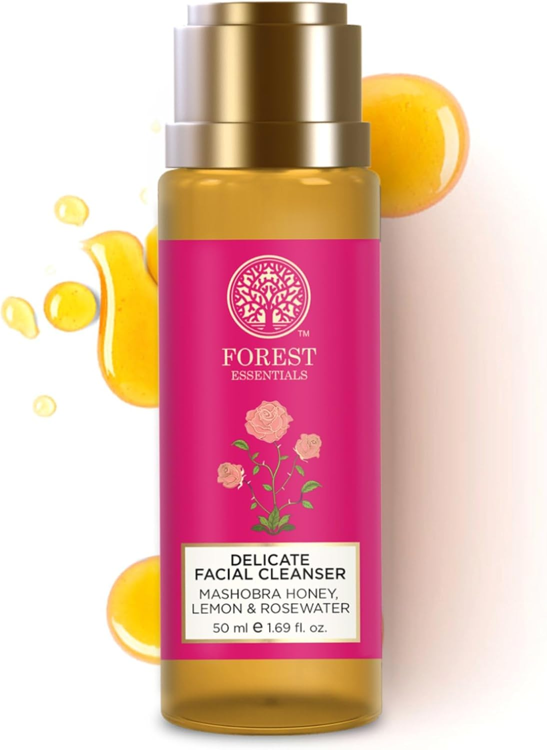 Forest Essentials Travel Size Facial Cleanser Rosewater, Honey Lemon, 50Ml