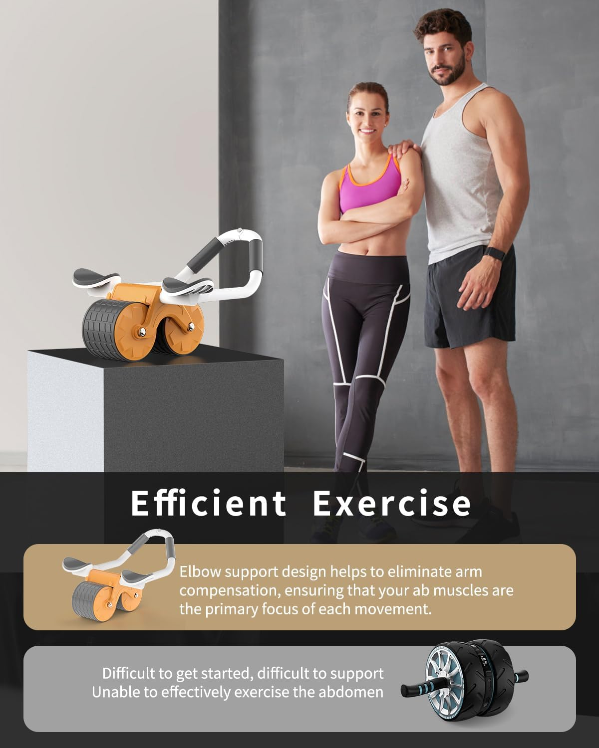 Ab Roller Wheel, Automatic Rebound Abdominal Wheel for Difficult Abdominal & Core Strength Training, Abs Roller Elbow Support Rebound Abdominal Wheel for Men Women&hellip; image number 5