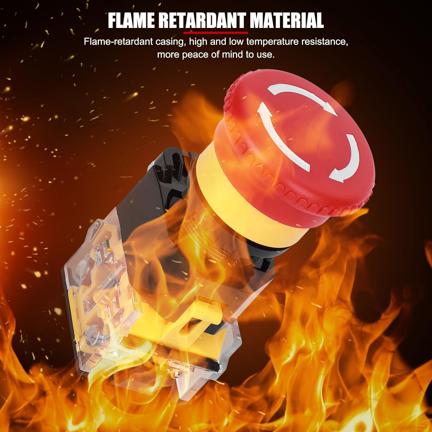 3Pcs 440V 10A Push Button Switch,22Mm Emergency Stop Push Switch,On off Push Button Industrial Parts Engineering Plastic Push Button Switch image number 2