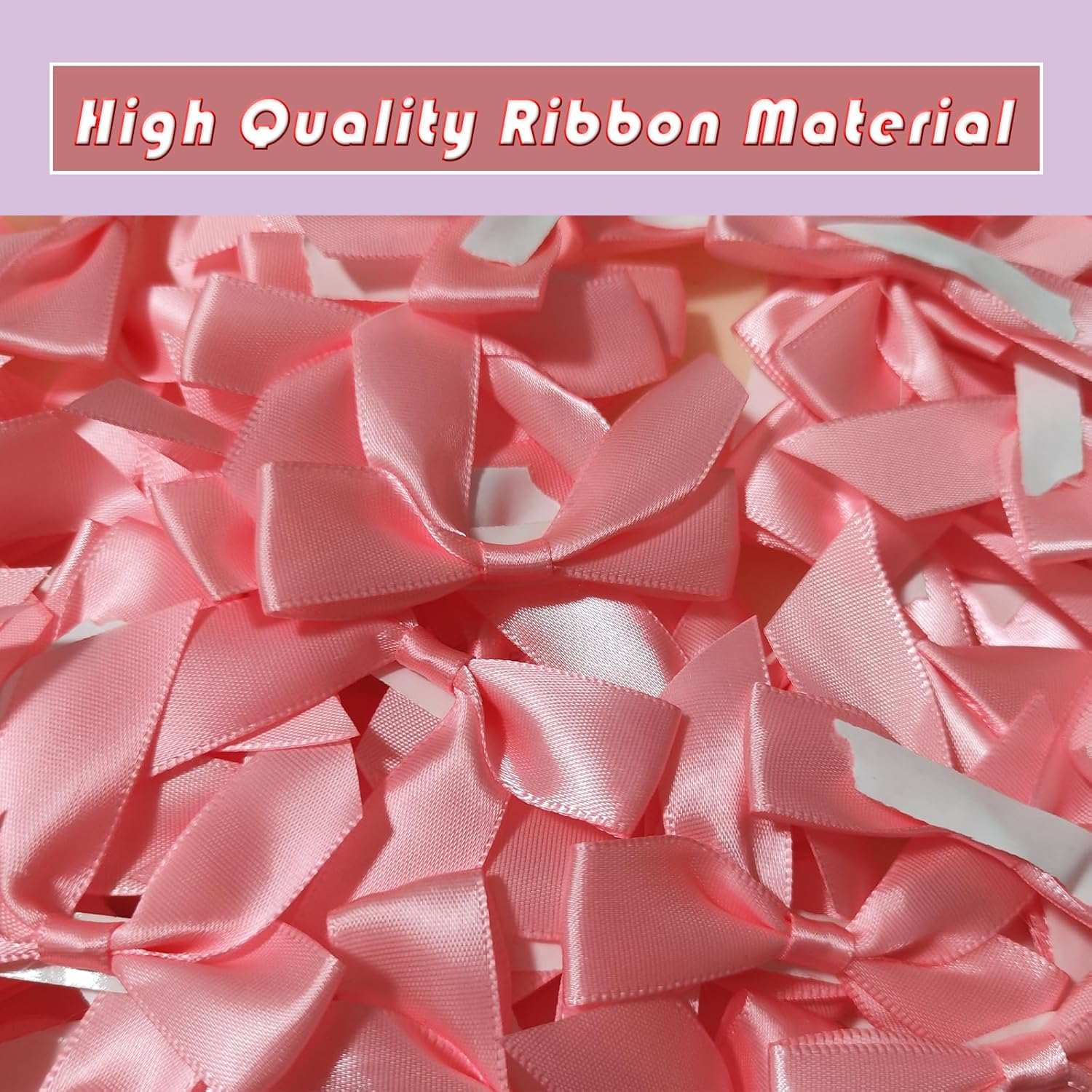 36Pcs Baby Pink Satin Ribbon Bows Self Adhesive Satin Bow with Double-Sided Tape Premade Mini Bow Sticker for Making Crafts Baby Shower Birthday Party Wedding Decorations