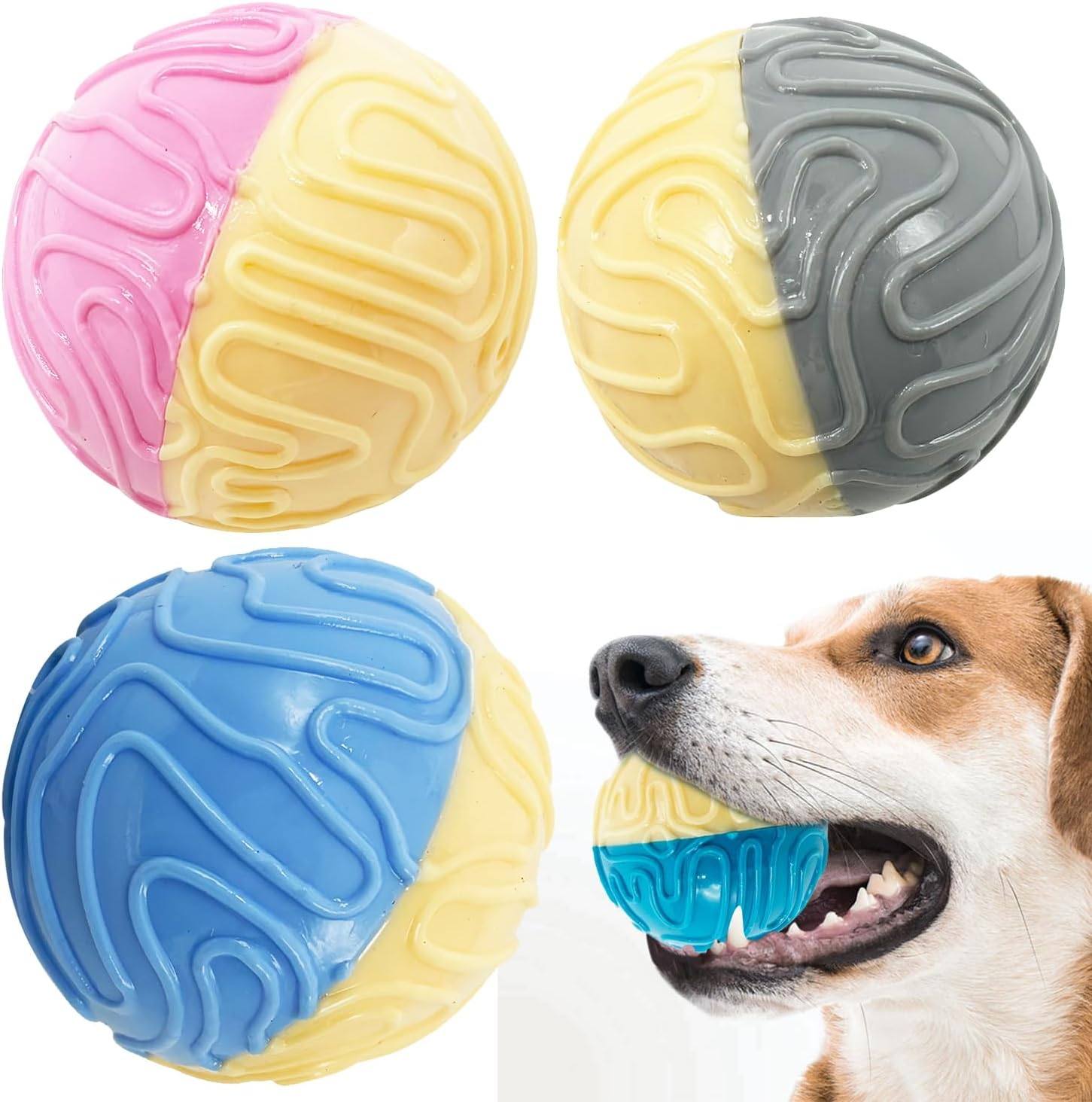 BPS BPS-7430 BPS-7430 Dog Toy Rubber Ball Squeaky Toy Indestructible High Stretch Medium Large Random Color (M Model 2)