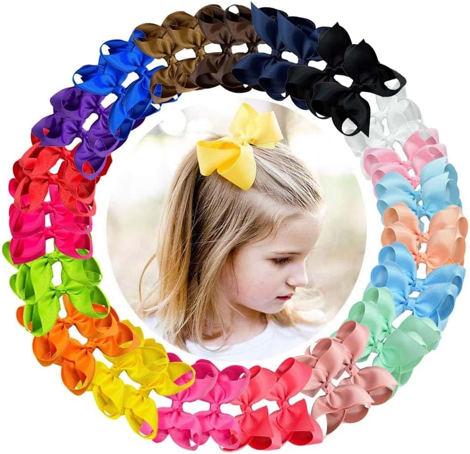 20Pcs Hair Bows Clips for Little Girls,3Inch Baby Hair Clips,Fully Lined Baby Hair Bows Clips,Infants Toddlers Kids Hair Styling Accessories for Fine Hair.