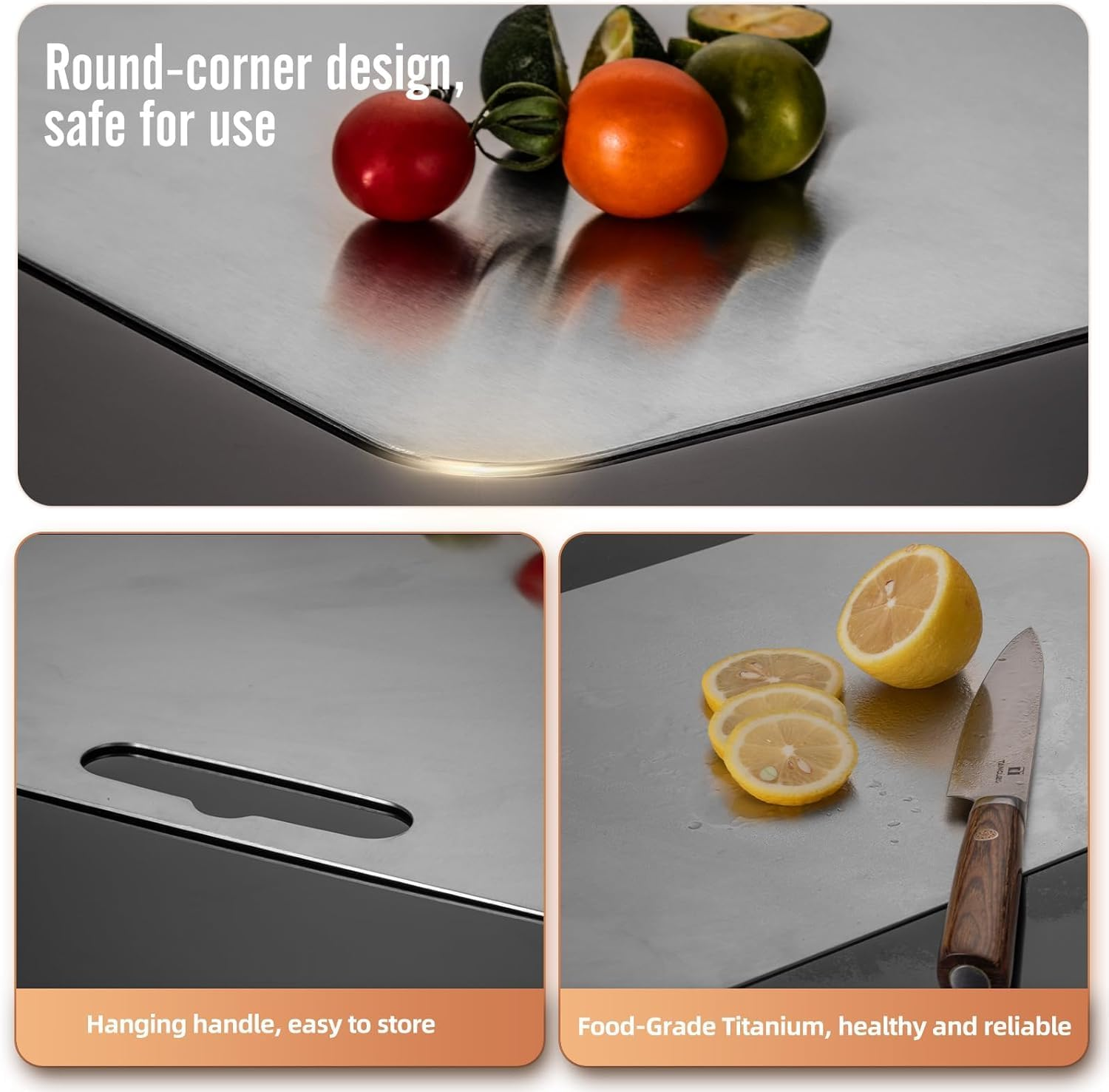 Titanium Cutting Board, Stainless Steel Chopping Board,Mildew-Resistant and Easy to Clean,Suitable for Home Counter Outdoor Camping Housewarming Gifts for Women (34X23 Cm) image number 1