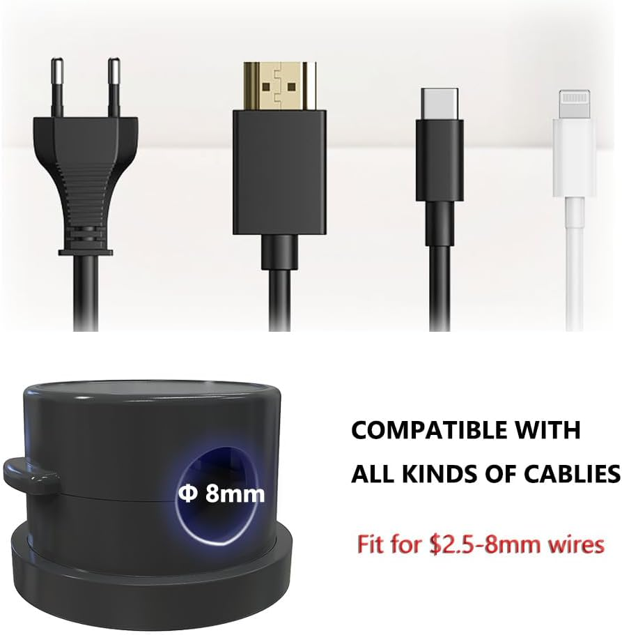 Rotatable Cable Management Clips, 6 Pack Cord Organizer Holder, Strong Adhesive Desk Cable Management, Phone Charging Cords Organizer Neatly for Home,Office,Car,Desk,Nightstand image number 3