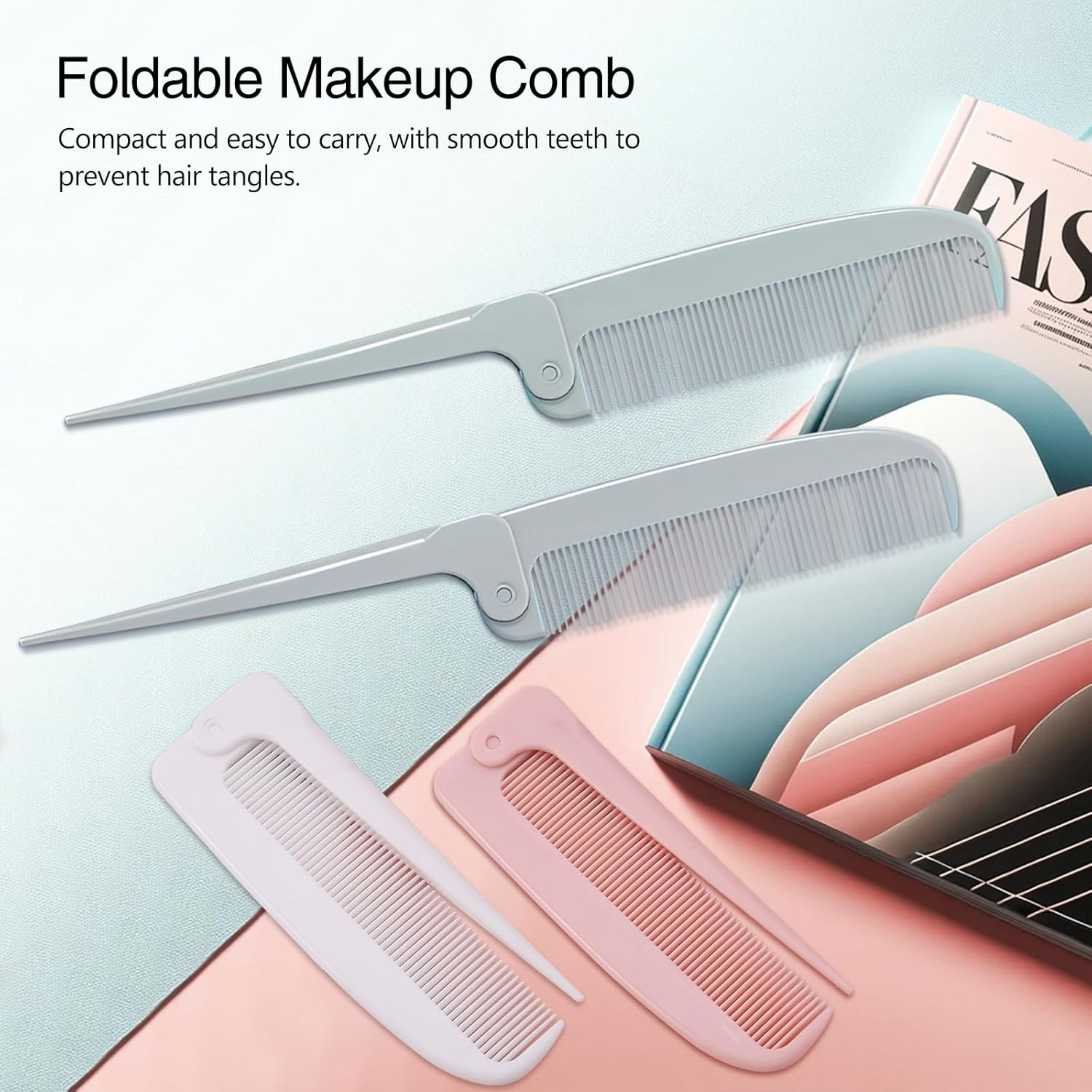 Hair Parting Combs - 4-Piece Rat Tail Folding Detangling Travel Styling Combs for Braids & Hair Styling image number 1