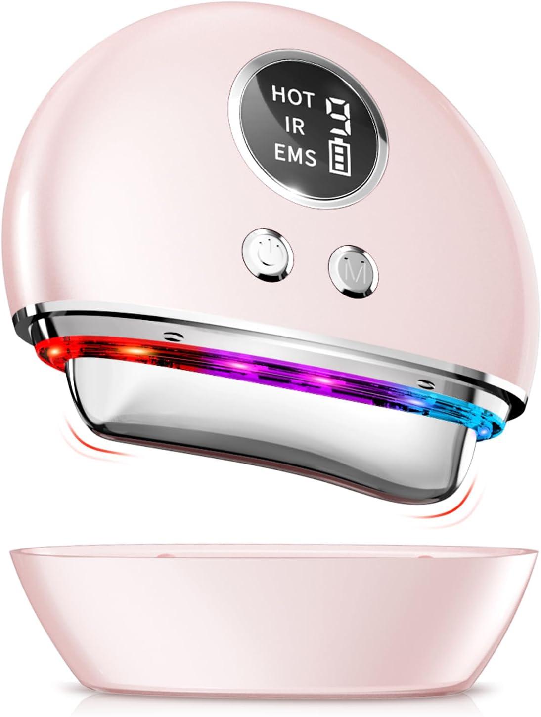 Facial Massager Device Face against Wrinkles: Face Massager Gua Sha Electric 9 Intensity Levels 4 Modes - 45&deg;C EMS Massager Face with Vibration - 3 LED Face Massage Firming and Lifting