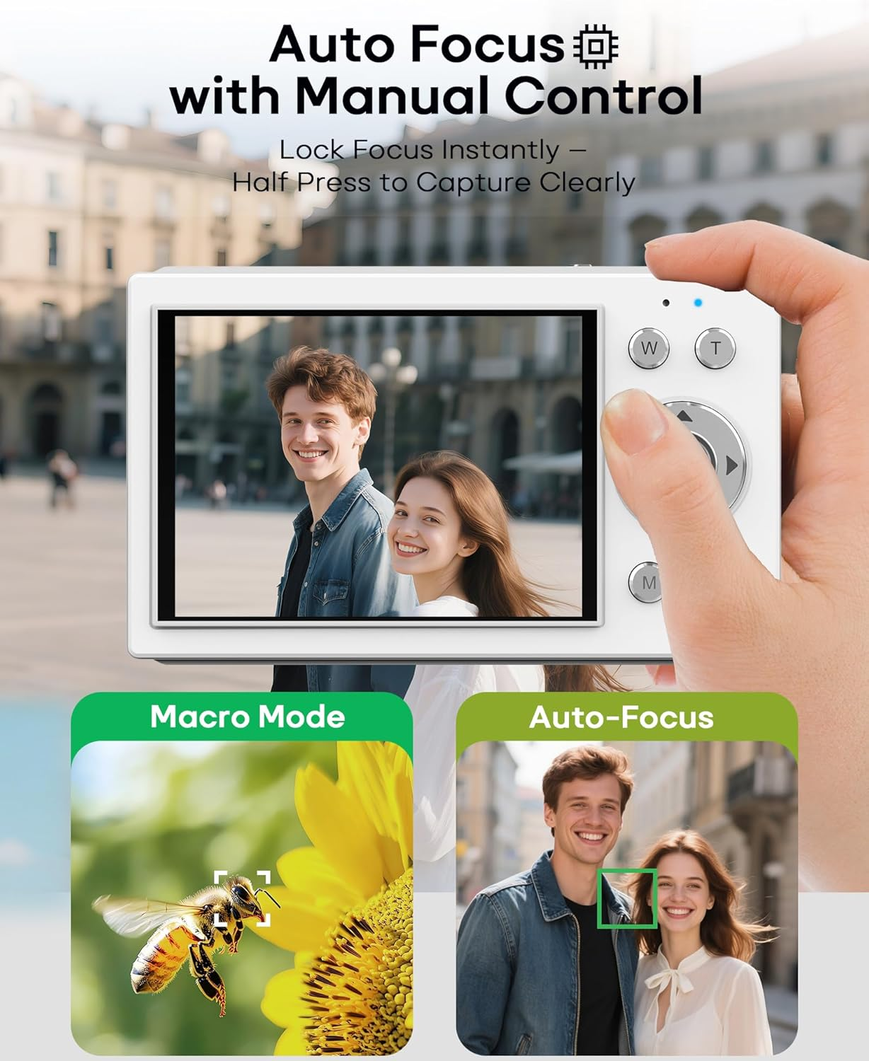 Digital Camera 4K with 64MP & 16X Optical Zoom - Autofocus Vlogging Camera with Anti-Shake, 64GB SD Card Included | Compact Travel Camera for Youtube Beginners, Teens & Adults (White) image number 6