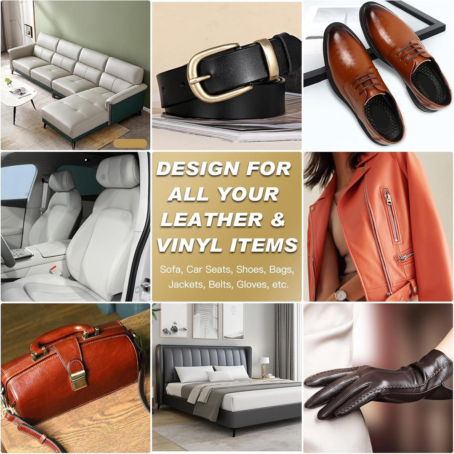 SEISSO Leather Repair Kit for Furniture, Gray Vinyl Repair Kit with Mink Oil Car Interior Leather Recoloring Balm for Scratches, Fading Shoes, Car Seat, Sofa image number 1