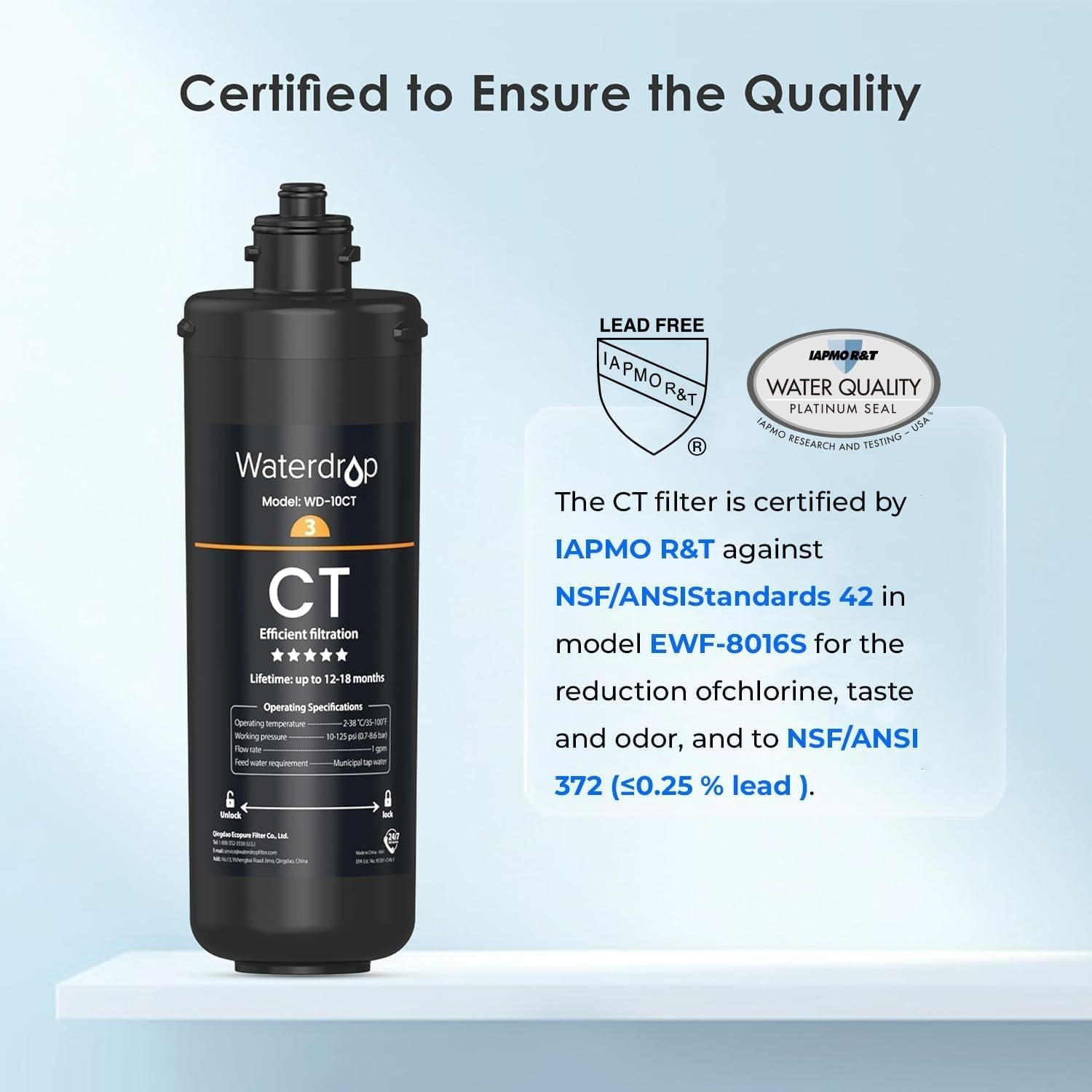 Waterdrop TSA 3-Stage Replacement Water Filter,    , Replacement for Waterdrop TSA & TSB 3-Stage under Sink Water Filtration System, 2PP+GC+CT image number 2