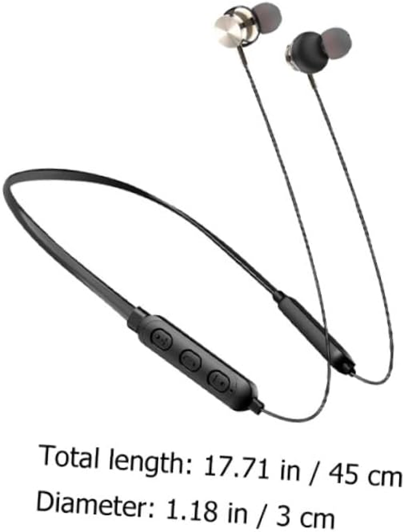 Operitacx Wireless Neckband Wireless Technology Earbuds 5.0 Stereo In-Ear Headphones Waterproof Magnetic Neck Hanging Headset for Sports and Travel, Compact Black Design image number 2