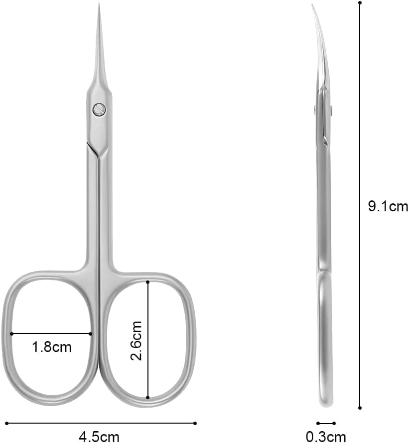 Nail Scissors, Professional Stainless Steel Curved Cuticle Scissors, Sharp Dead Skin Scissors Manicure Scissors, Pointed Beauty Scissors for Trimming Eyebrows, Nose Hair, Finger & Toe Nail Care image number 5