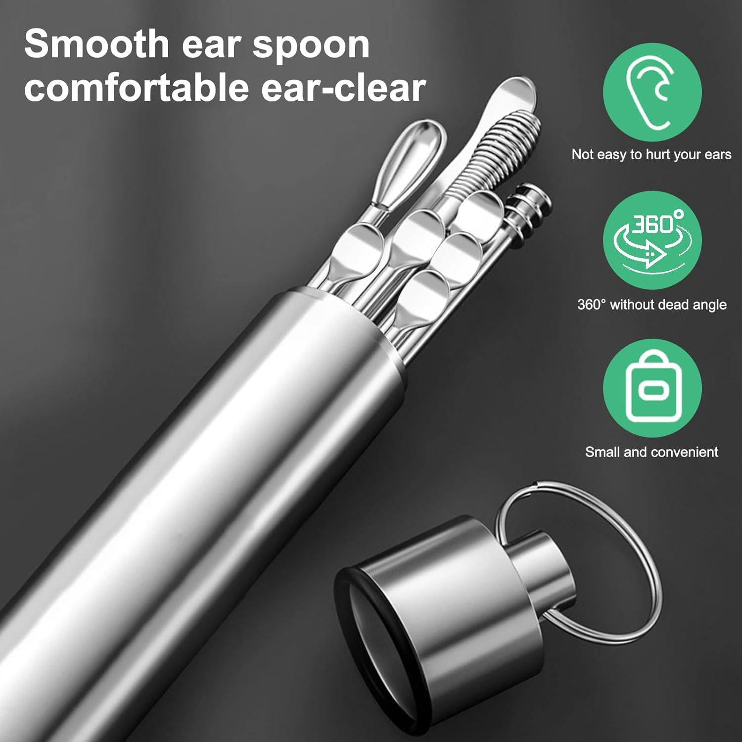 10 Pcs Ear Pick Earwax Removal Kit, Stainless Steel Ear Wax Remover Cleaner Earpick Ear Cleaning Tool Set, Ear Curette Tool with Premium Silver Aluminum Tube Packaging