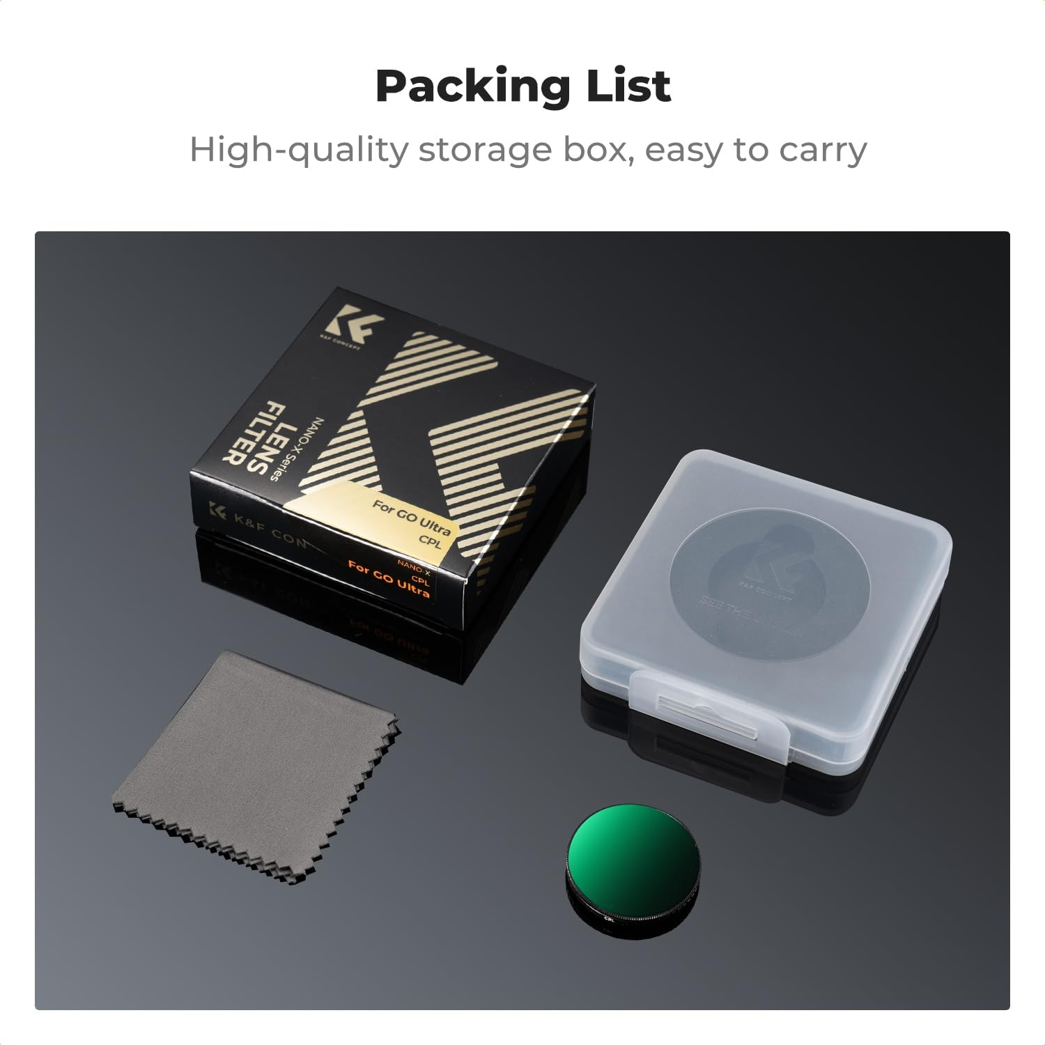 K&F Concept CPL Filter Compatible with Insta360 Go Ultra Action Camera Accessories, Circular Polarizing Polarizer Filter, Anti-Glare Remove Reflection HD Optical Glass with 28 Multi-Coated image number 2