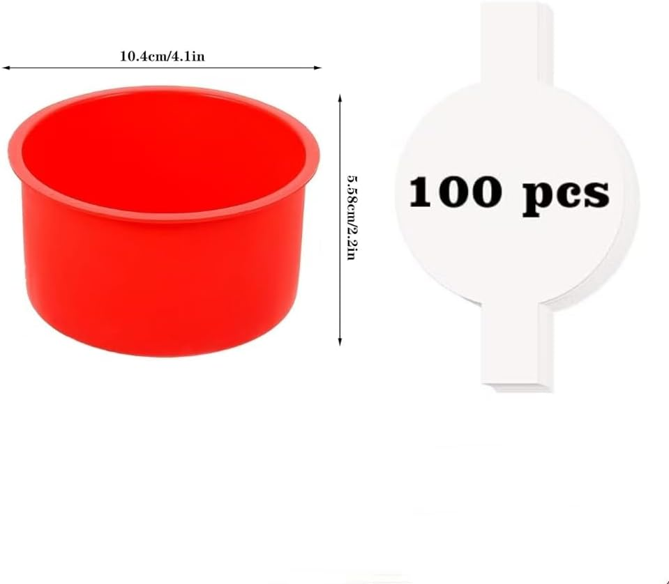 Set of 4 Silicone Mini Cake Moulds, round Non-Stick Baking Molds with 100 Pieces Parchment Papers, Nonstick round Cake Pan for Smash Cakes, Layer Cakes, Cheese Caks, Non-Stick,10Cm Round image number 3