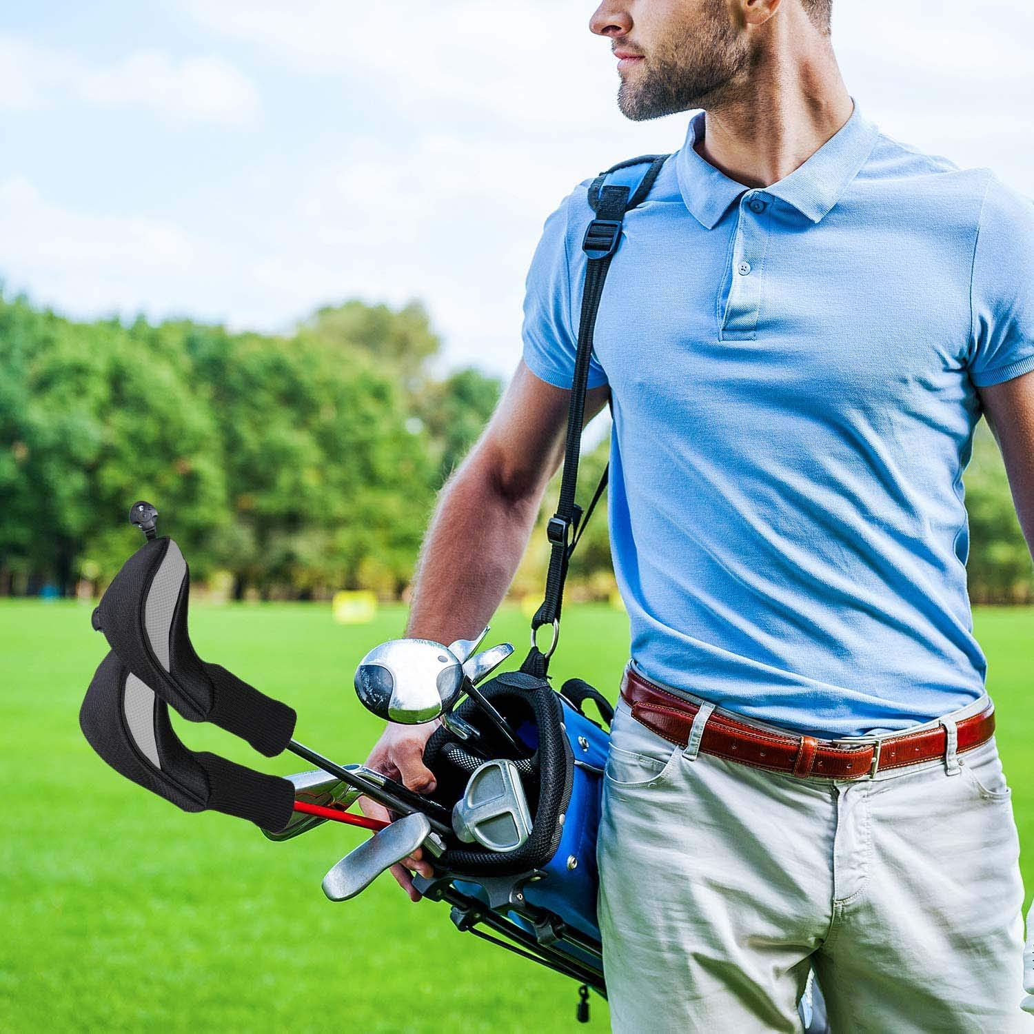 Golf Club Head Covers for Woods and Driver Hybrids Fairway Value Pack Protective Clubs Headcovers with Interchangeable No.Tags 1 3 5