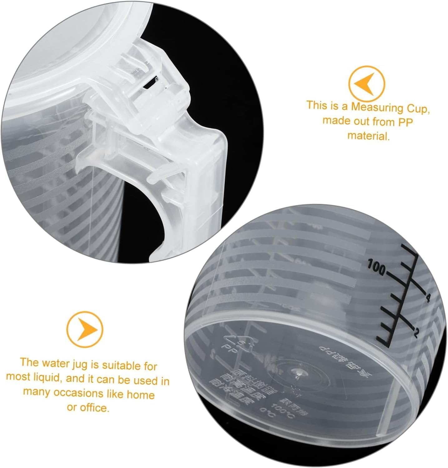 Measuring Cup with Scale Liquid Container Measuring Jug with Handle Clear Baking Accessories Water Pitcher Jug for Tea Shop Black Graduations with Handle Lid and Spout for Lab Kitchen Home (0.5L) image number 6