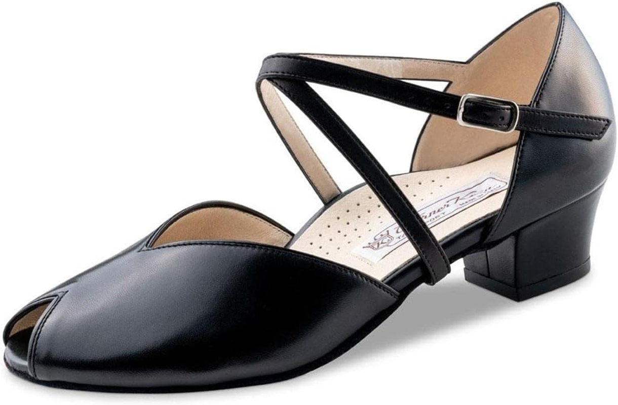 Werner Kern Damen Tanzschuhe Freya - Leder Schwarz - Normal - 3,5 Cm Cuban - Made in Italy