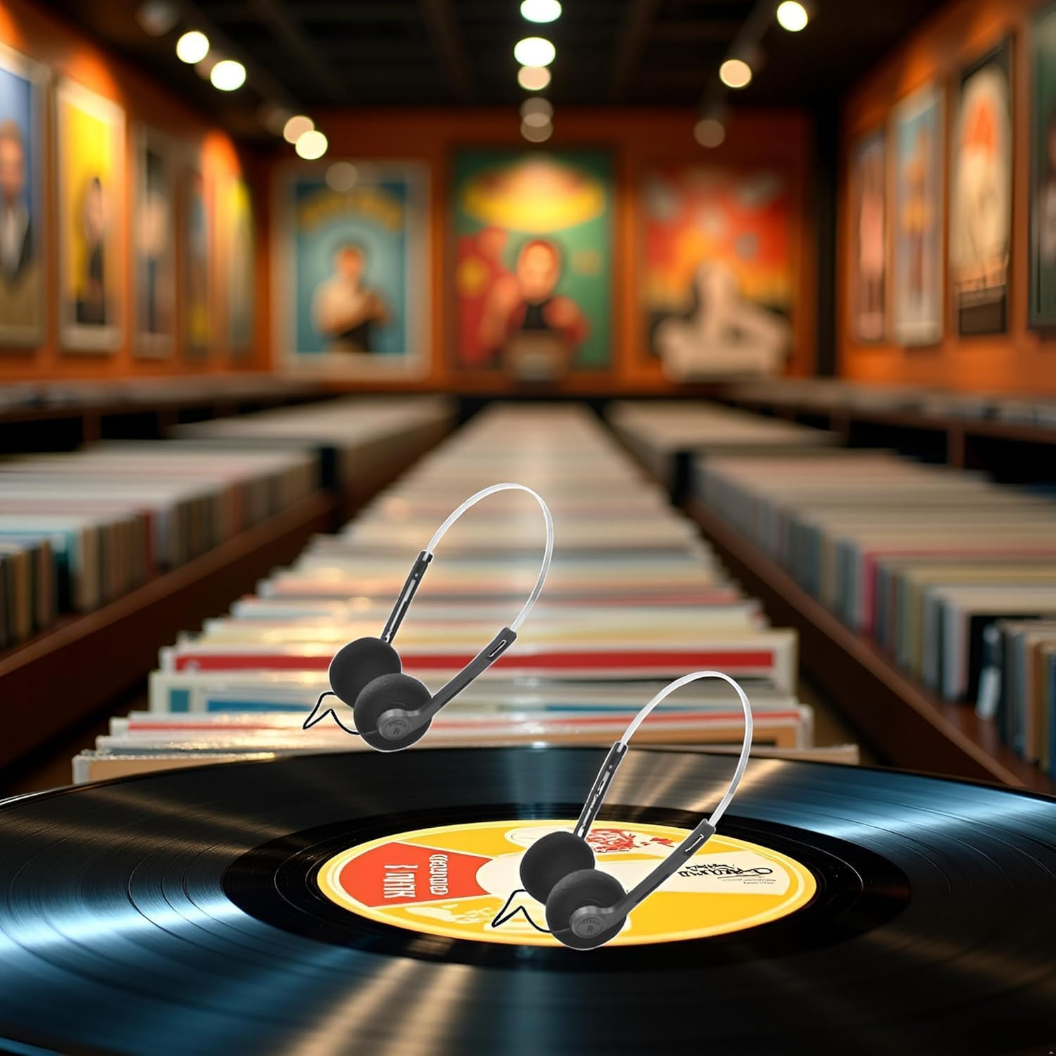 2 Pcs Retro on Ear Headphones, Wired Stereo Headphones, Lightweight Portable Headphone with Adjustable Headband, Cassette Player, Over-Ear (Black) image number 2