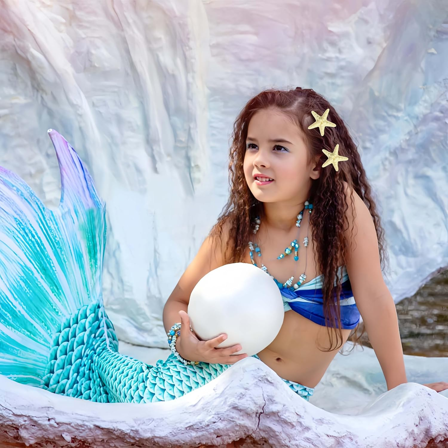 2 Pcs Starfish Hair Clip Resin Beach Sea Star Hair Pins Mermaid Hair Clips Accessories for Women and Girls image number 2