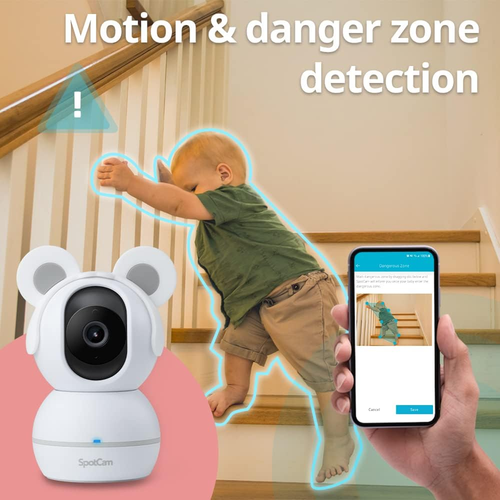 Spotcam Babycam Wireless Security Camera for Baby Monitoring,1080P, Night Vision, Lullabies & White Noise, Two-Way Talk, Motion Sound Alert, Pan/Tilt, Baby Tracking, Free Fulltime Cloud Recording image number 3