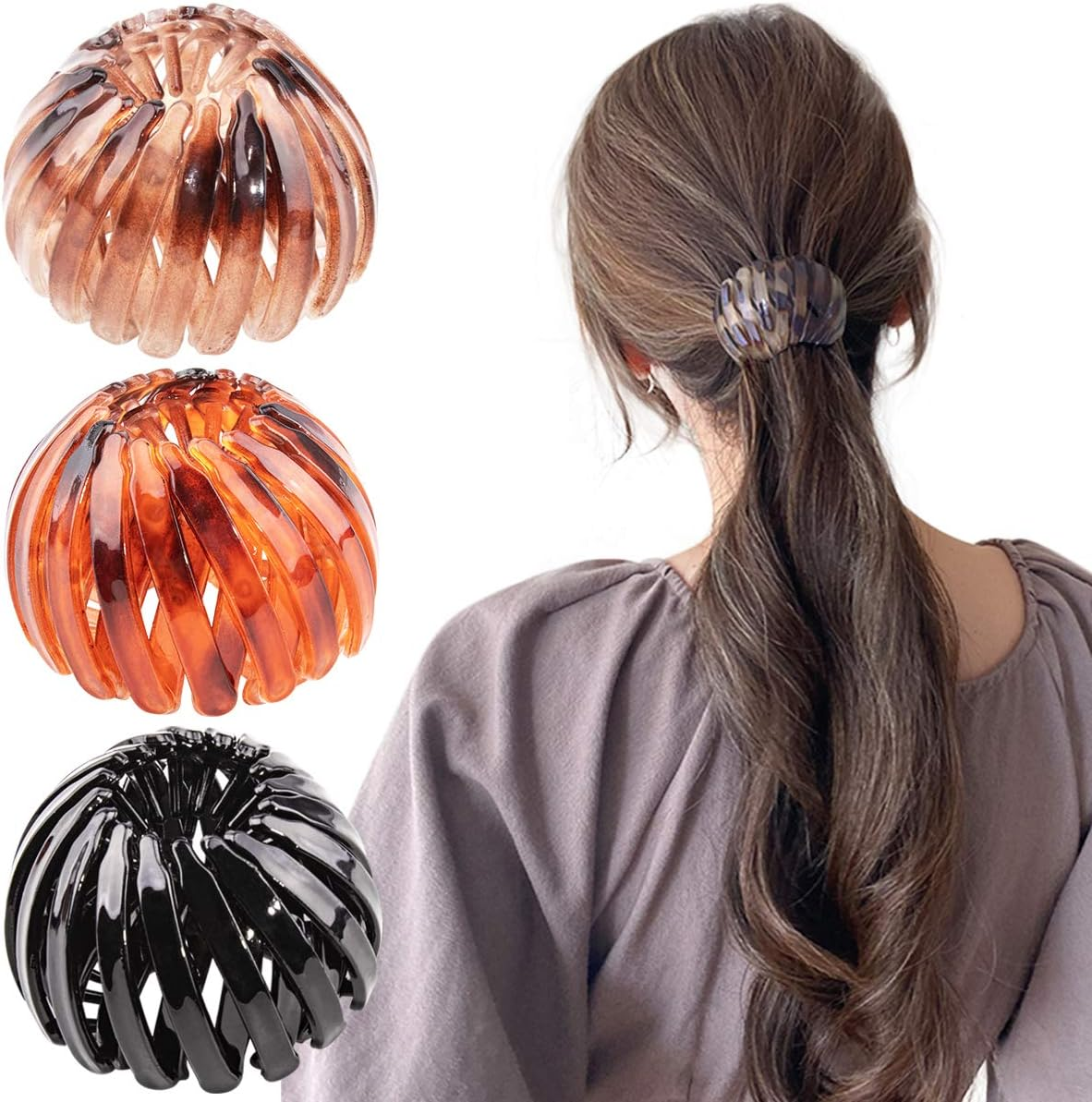 TOBATOBA 3 Pcs Black Lazy Bird'S Nest Plate Hairpin, Hair Clips for Women - Bun Maker, Ponytail Holder, Hair Accessories for Women and Girls