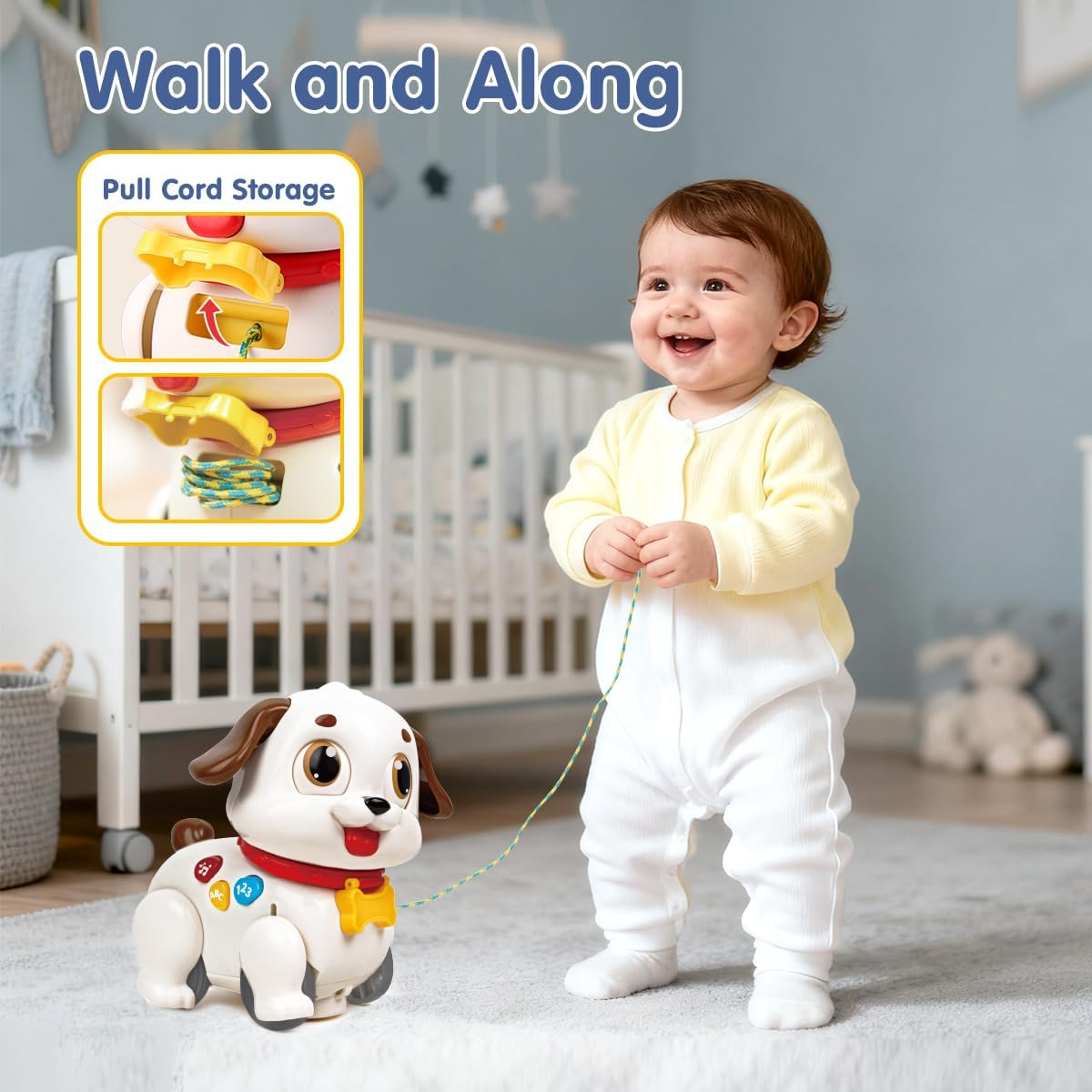 Kaekid Baby Toys 6-12 Months Musical Dancing Puppy Tummy Time Toy, Crawling and Pull along Modes, Montessori Learning Toys, Christmas Birthday Gifts for Boys Girls 6-12-18 Months image number 4