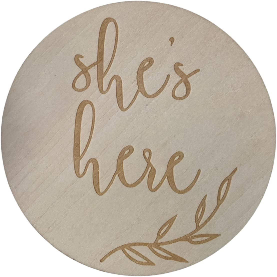 Wooden Baby Announcement Disc &ndash; Newborn Photo Prop & Keepsake Sign | Baby Gift | Birth Announcement Plaque &ndash; Multiple Designs Available (Hello I'M New Here) image number 3