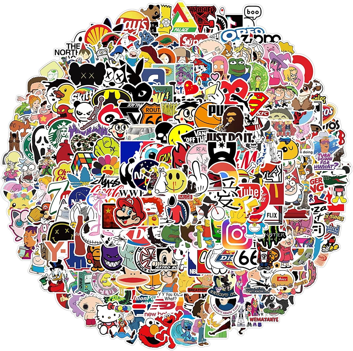 300PCS Cartoon Stickers, Vinyl Waterproof Stickers for Laptop,Bumper,Skateboard,Water Bottles,Computer,Phone,Cartoon Anime Stickers for Kids Teens Adult image number 2