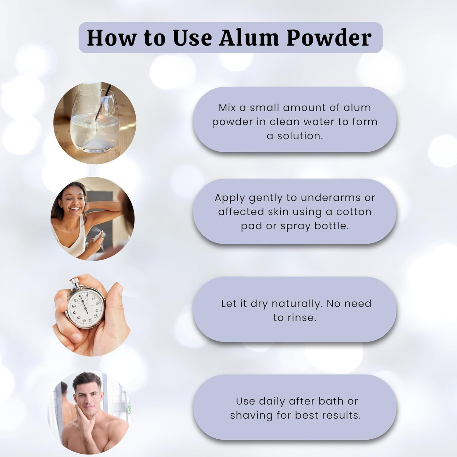 Exotic Veda Alum Powder 100G (3.53 Oz) Pure Potassium Aluminium Powder Alum Granules Natural Deodorant & Water Purifier Phitkari for Canker Sores Purified Granulated Form