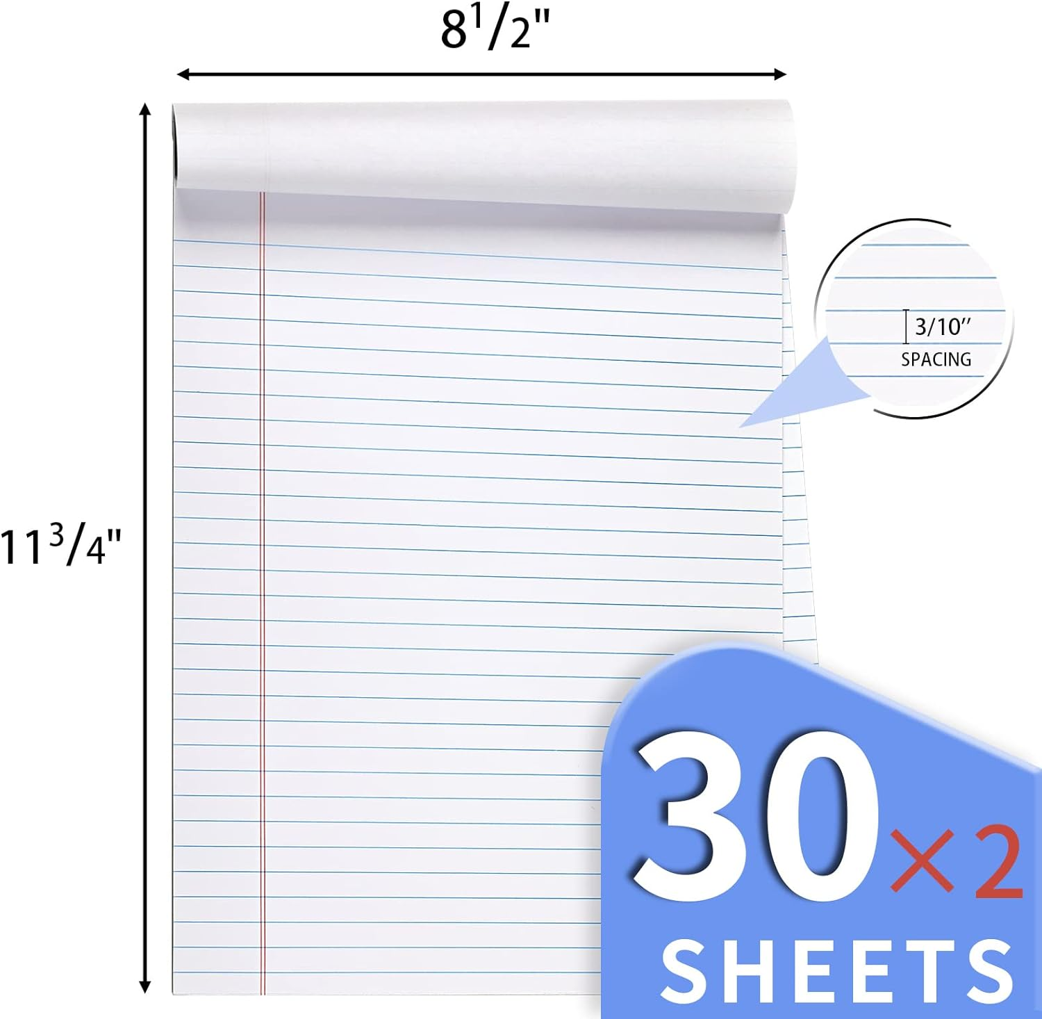 2 Pack Legal Pads Refills Note Pads, Writing Pads 8.5 X 11 Inches, Memo Pads Lined Writing Note Pads, Letter Size Legal Pad Wide Ruled Lined Pads Legal Rule for School Office（30 Sheet per Pads） image number 5