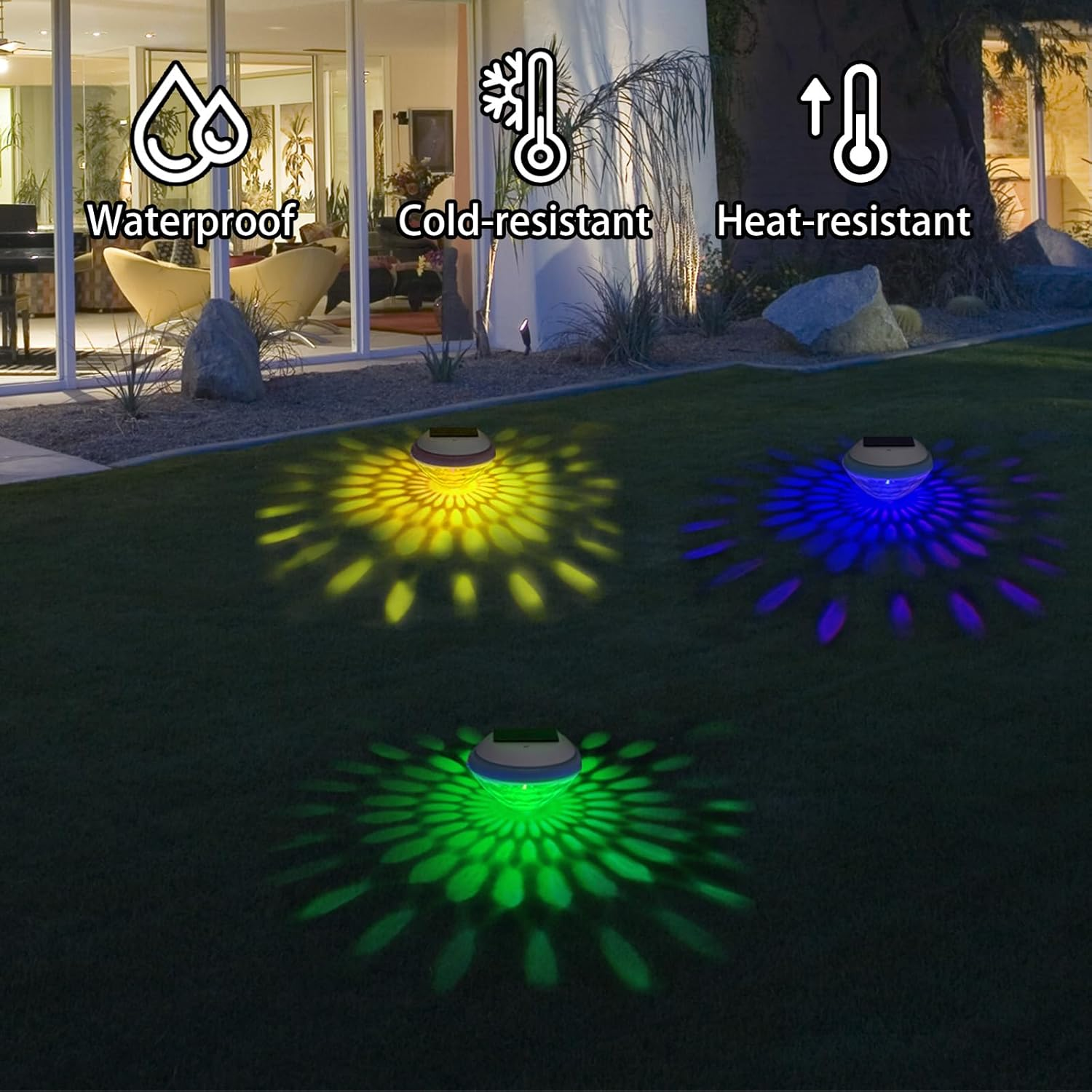 2Pcs Solar Floating Pool Lights, Waterproof Multi-Color Changing LED Solar Pool Lights Decoration for Garden Pond Fountain Wedding Party image number 2