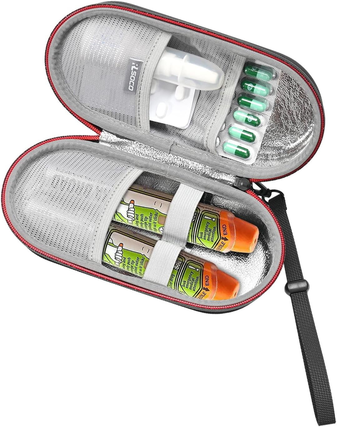 Epipen Carrying Case for Kids & Adult: Epipen Trainer X2, Auvi-Q, Anti-Histamine, Allergy Medicine Essentials, Inhaler Asthma Relief/Insulin Pen/Jext Pen Travel Organizer - Black (Case Only) image number 5