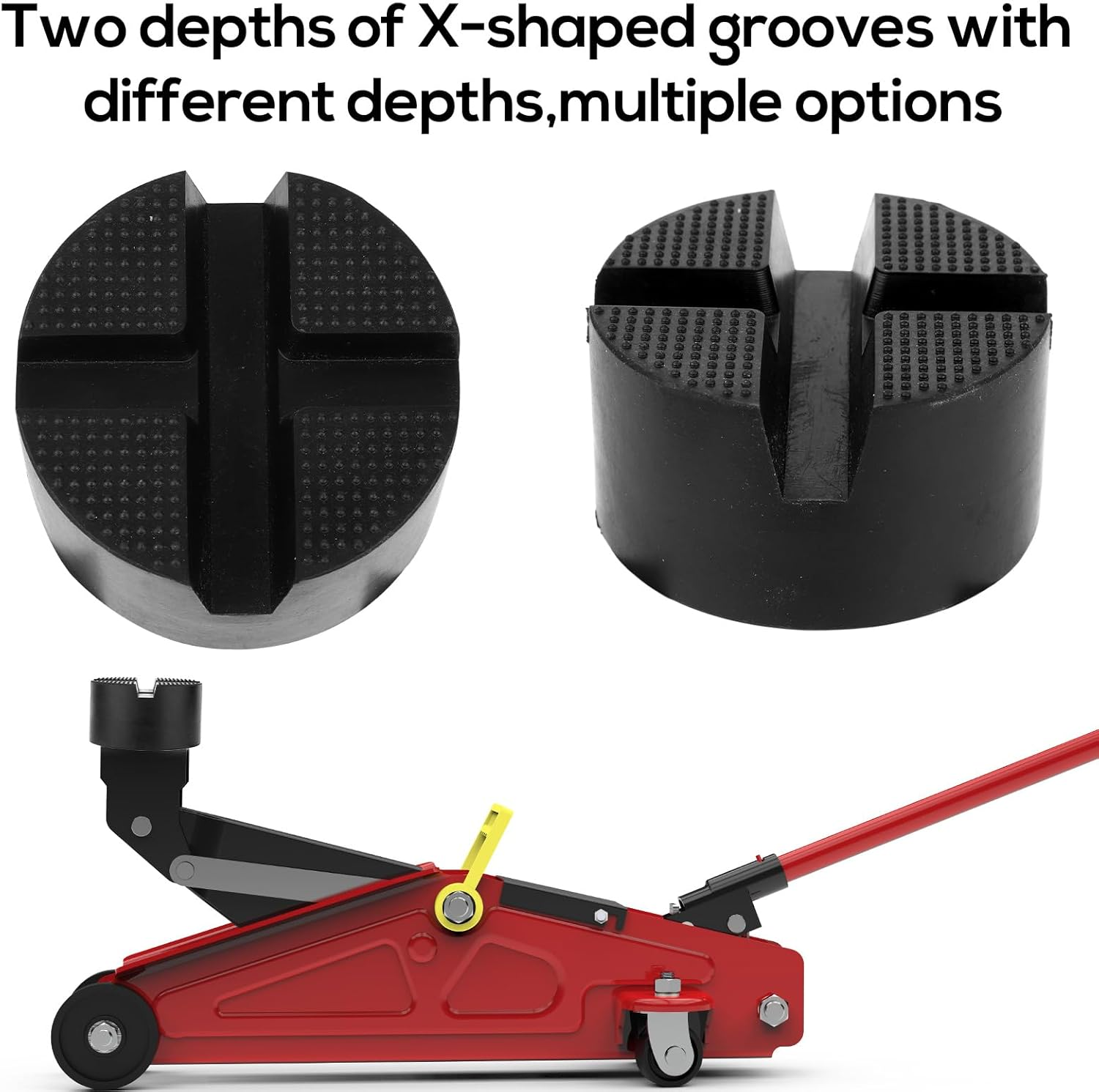 2Pcs Pinch Weld Jack Pad Adapter, Universal Rubber Thicker & Grippy Floor Jack Pads Slotted Frame Rail Protector for Car Truck image number 6