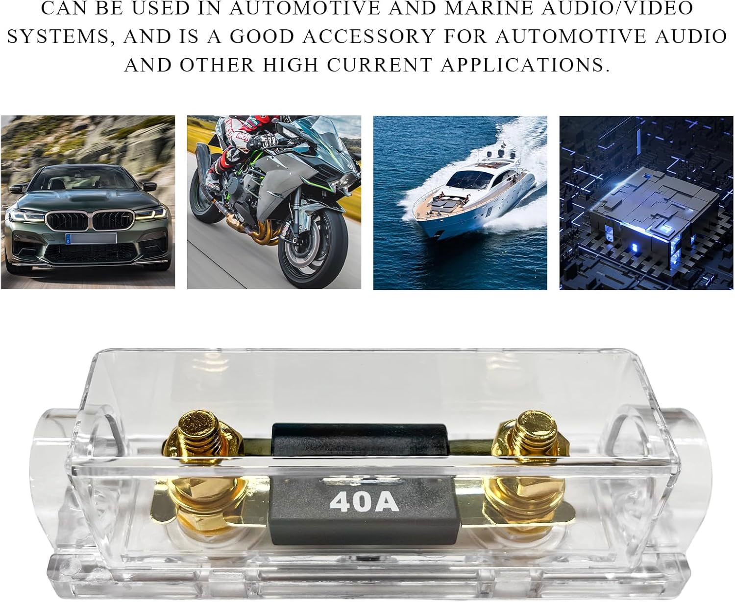 2 PCS ANL Fuse Holder with ANL Fuse, 0/2/4 Gauge AWG In-Line ANL Fuse Holder with 40 Amp Fuse, ANL Fuse & Fuse Holder Block for Alarm Audio Amplifier, Car Accessories (40A) image number 4