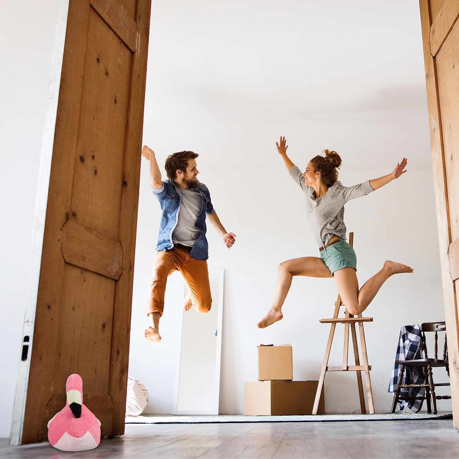 Relaxdays Flamingo Doorstopper, Decorative Floor Bumper, Standing, Filled Fabric Door Stop, Pink image number 4