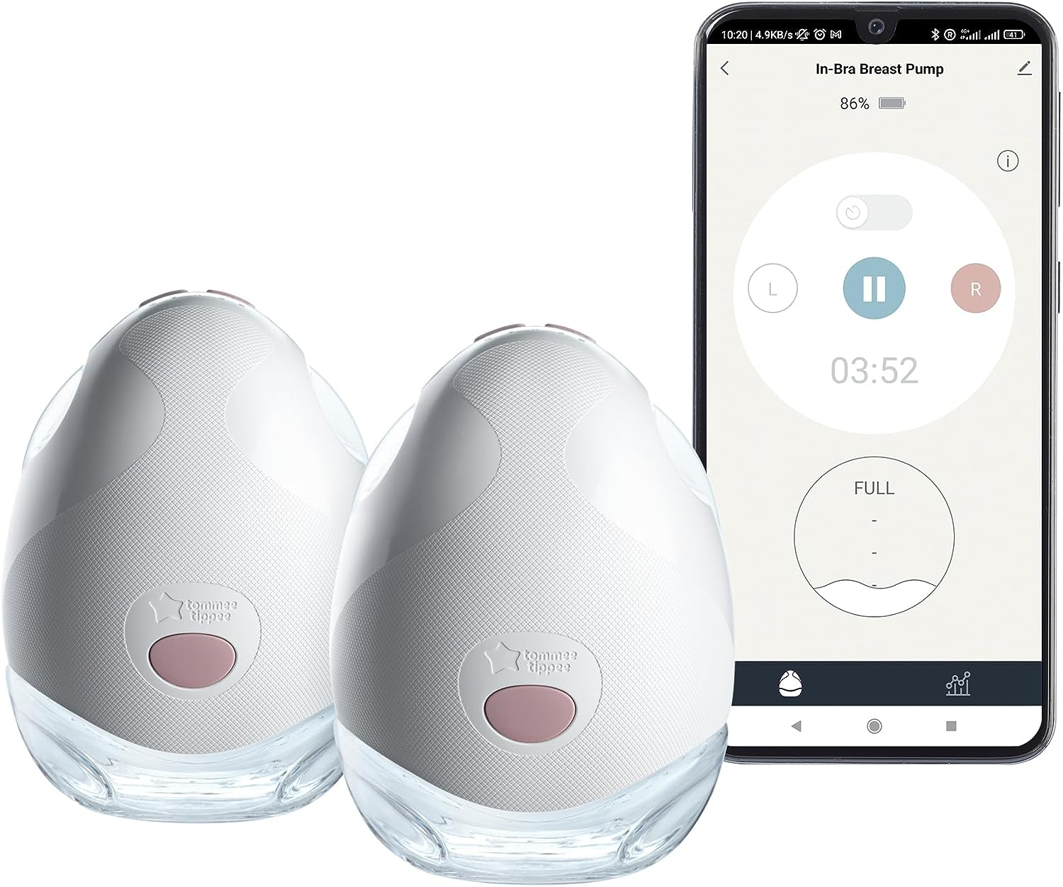 Tommee Tippee Made for Me Double Electric Wearable Breast Pump a Hands-Free, In-Bra Breastfeeding Pump Which Is Portable and Quiet, with 1 Massage and 8 Express Modes and 4 Hour Battery Life