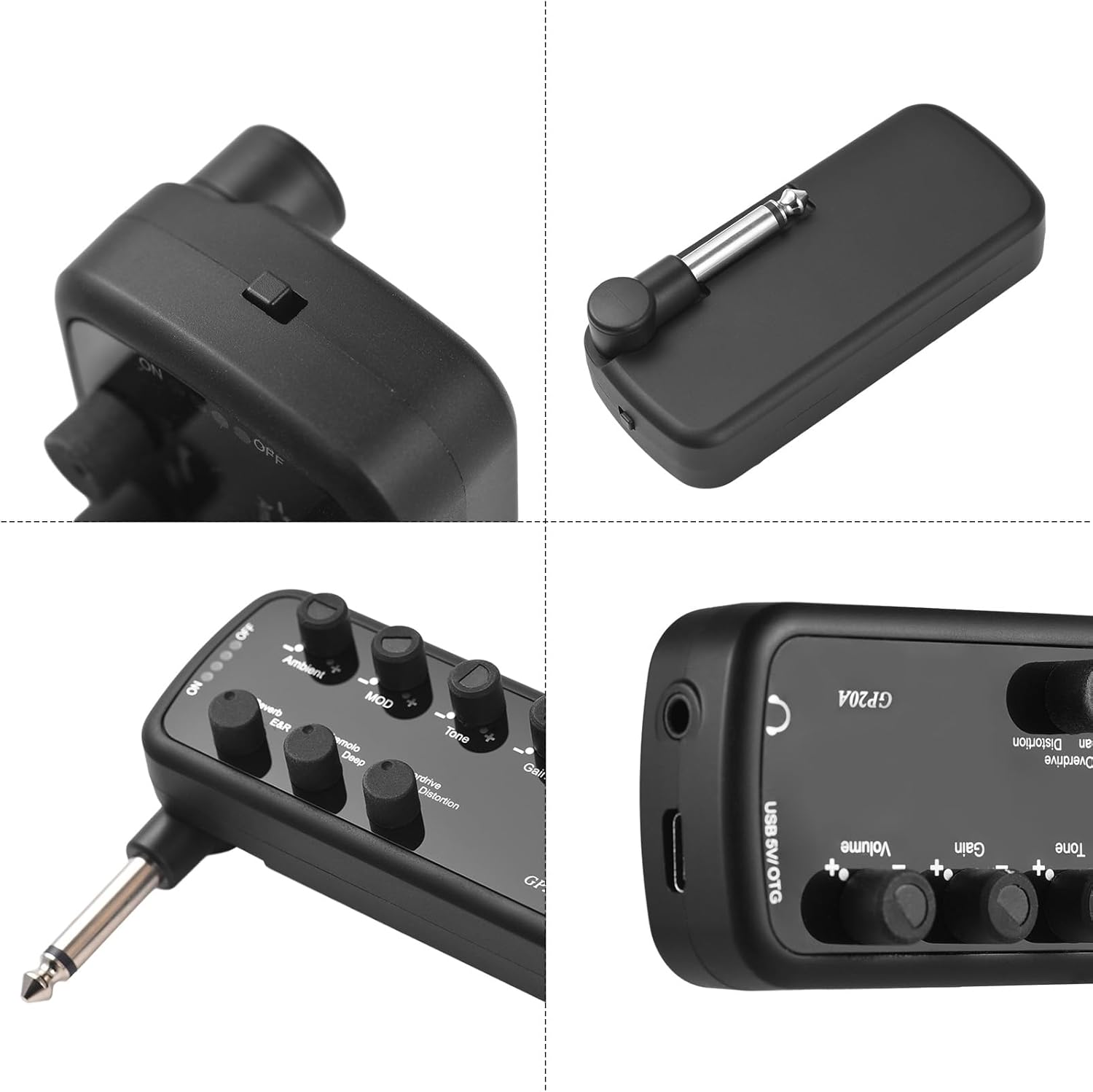 Xinyee Guitar Amplifier Mini Amp Portable Headphone Guitar Amplifier Plug and Play for Electric Guitar Musical Instrument 3 Built-In Speaker Simulations OTG Internal Recording