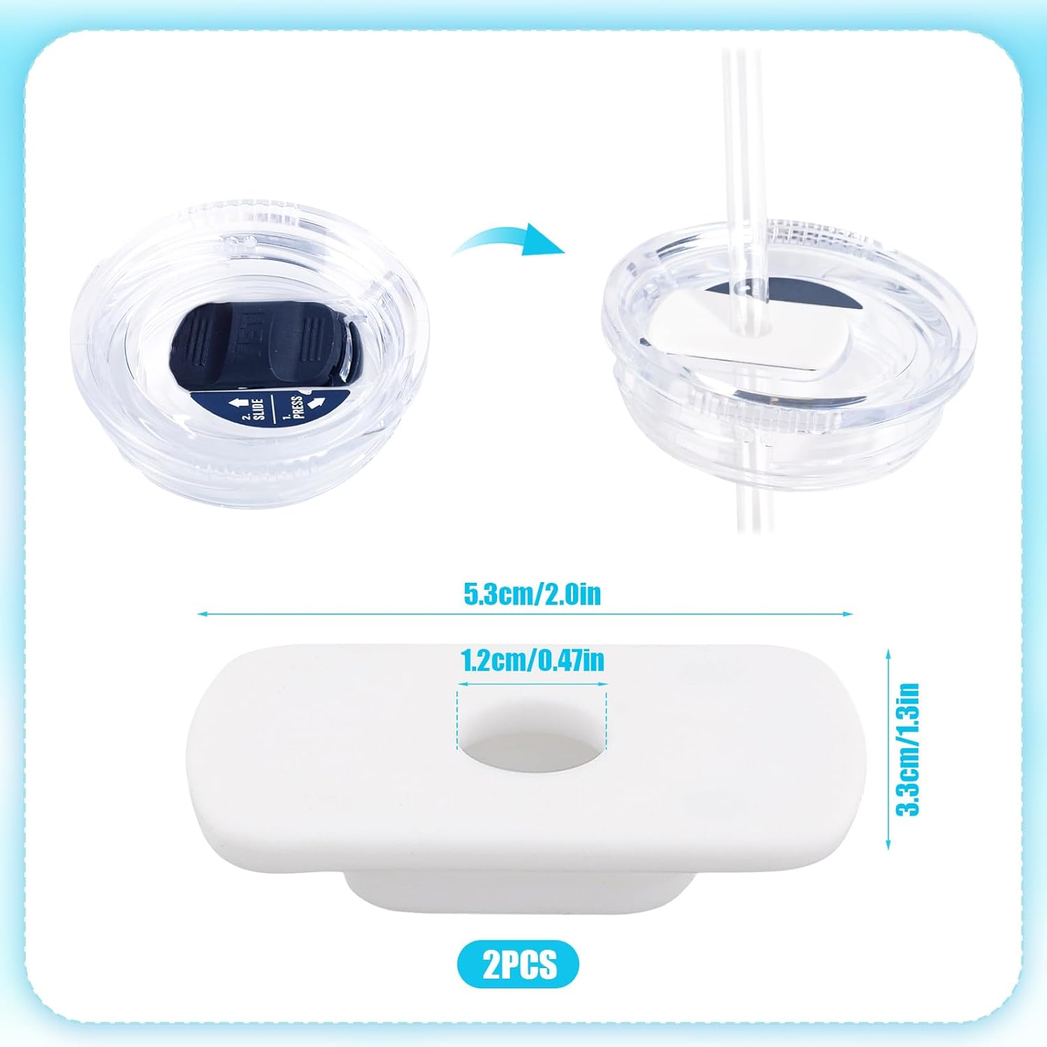 2Pcs Straw Lid Attachment Compatible with Yeti Tumber Magslider/Stronghold Lid, Straw Cover Accessories for 20/30 Oz Tumber image number 3