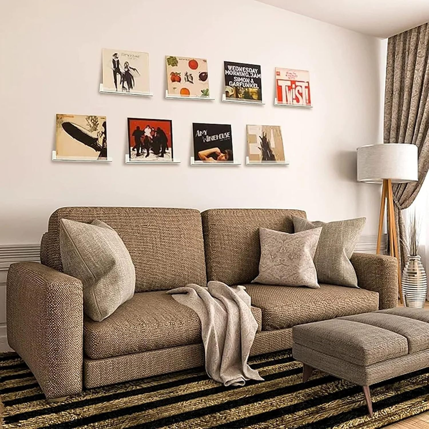 4 Pack Acrylic Shelves for Wall Storage, 12" Floating Bookshelves for Kids, Display Shelf Organizer for Bathroom, Bedroom, Living Room, Kitchen, Room Decor, Clear image number 1