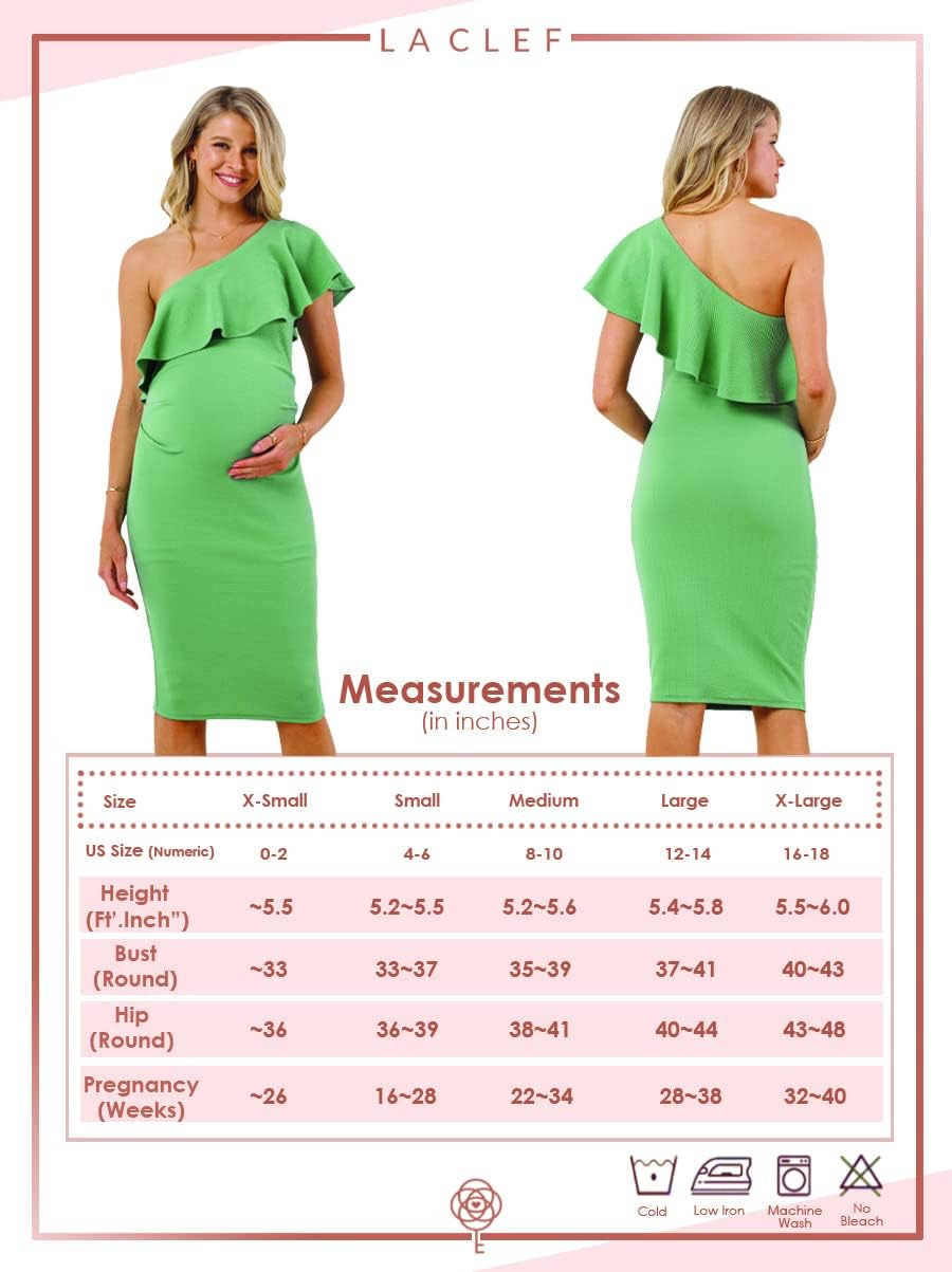 Laclef Women'S Maternity Ruffled One Shoulder Side Ruching Dress image number 2