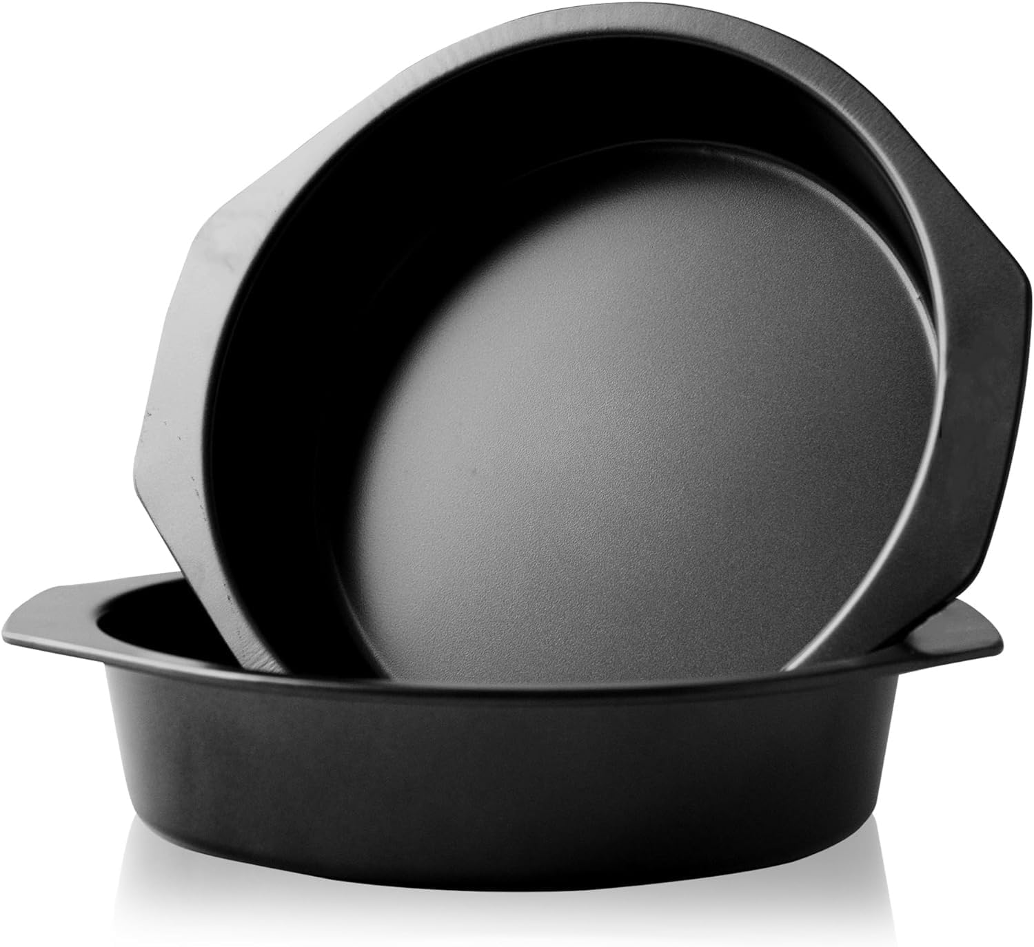 DATOUPINGQI Sandwich Cake Tin, 8 Inch Cake Tin Set of 2, Non-Stick round Cake Tins for Baking Cake, Pies, and Pudding - Easy to Clean Black Carbon Fixed Base round Cake Tin with Handle image number 3