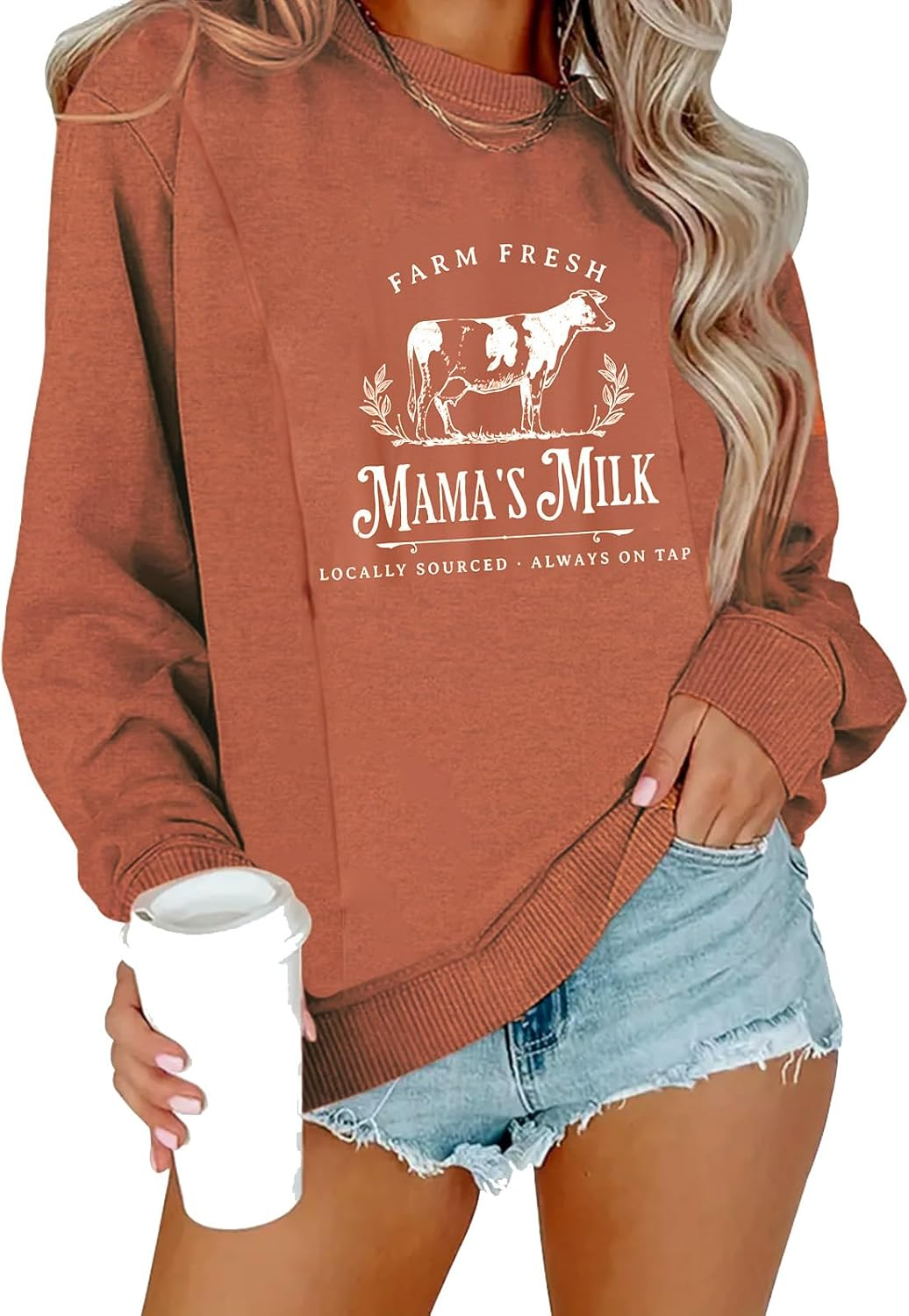 TAIUICY Women Nursing Sweatshirts Breastfeeding Zip Nursing Friendly Sweater Mama'S Daily Farm Fresh Milk Pullover image number 5