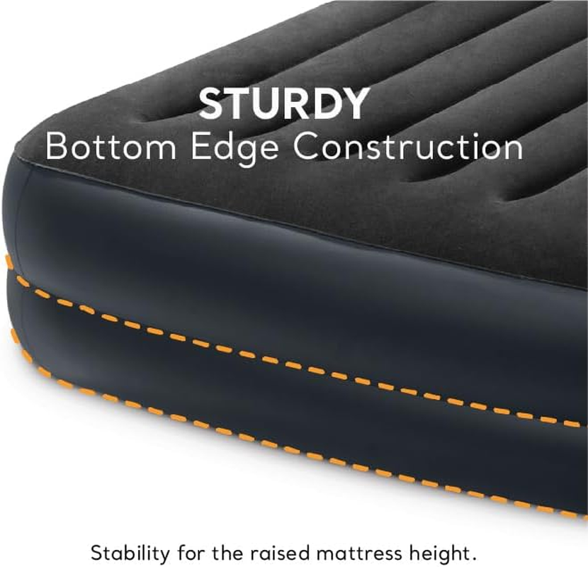 Intex 64124NZ Dura-Beam plus Pillow Rest Air Mattress: Fiber-Tech &ndash; Queen Size &ndash; Built-In Electric Pump &ndash; 16.5In Bed Height &ndash; 270Kg Weight Capacity image number 3