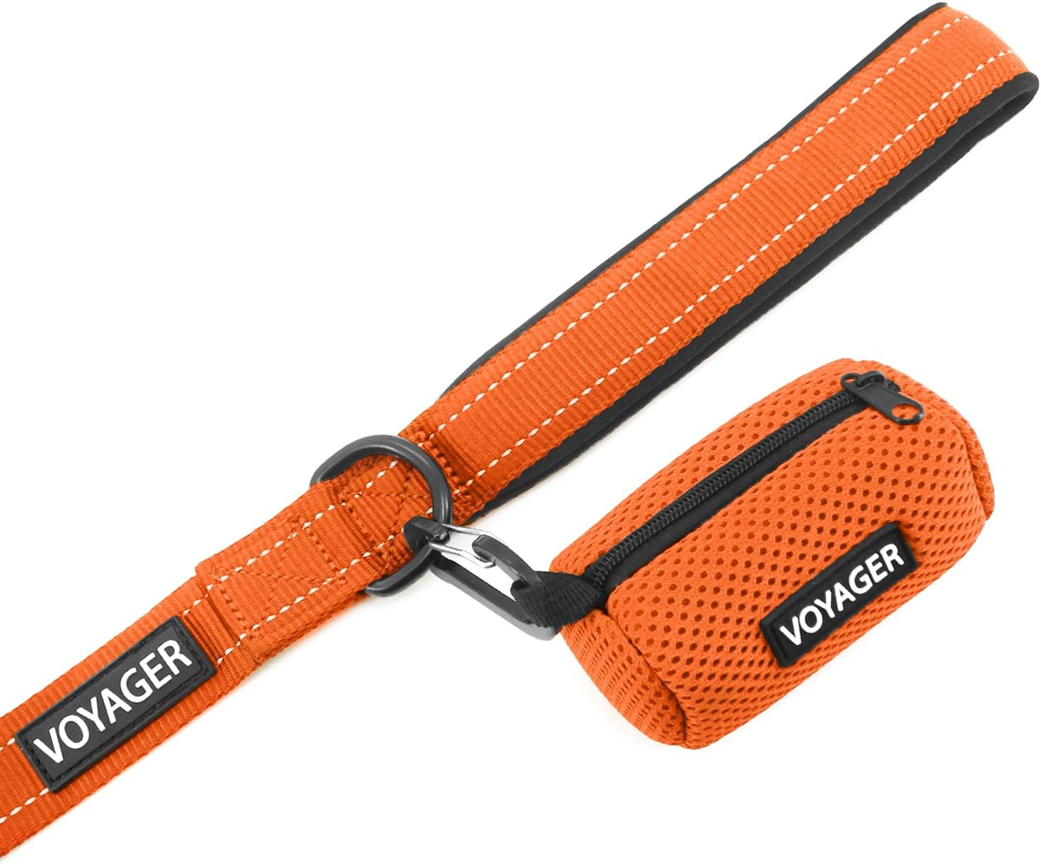 Voyager Reflective Dog Leash with Neoprene Handle, 5Ft Long, Supports Small, Medium, and Large Breed Puppies, Cute and Heavy Duty for Walking, Running, and Training - Orange (Leash), S image number 3