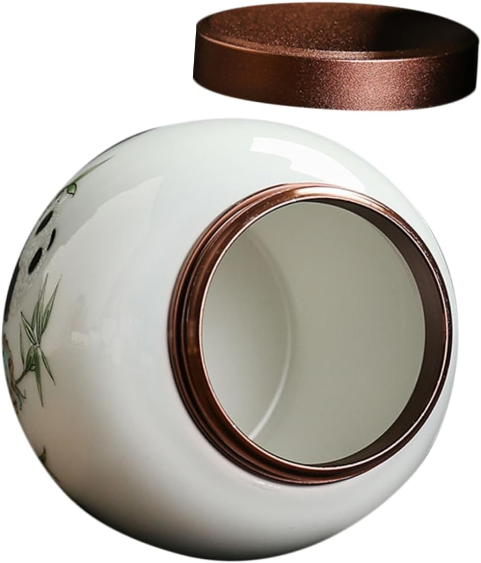 Ciieeo Panda Ceramic Tea Canister Multi-Functional Storage Jar Airtight Lid Creative Home Accessory for Tea Spices and Items and Portable Design