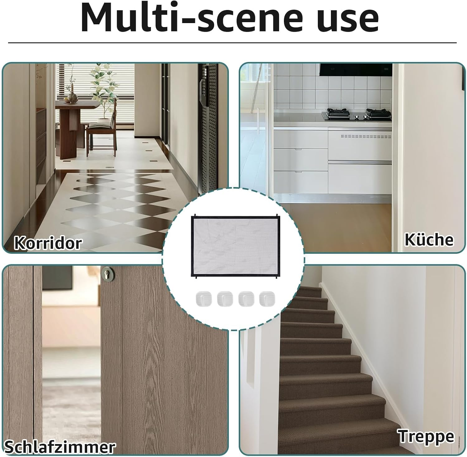 Barrier 110 X 72 Cm Dog Door Safety Gate Stair Safety Gate No Drilling with 4 Adhesive Hooks Extendable for Stairs, Doors, Child Safety Stairs, Suitable image number 3