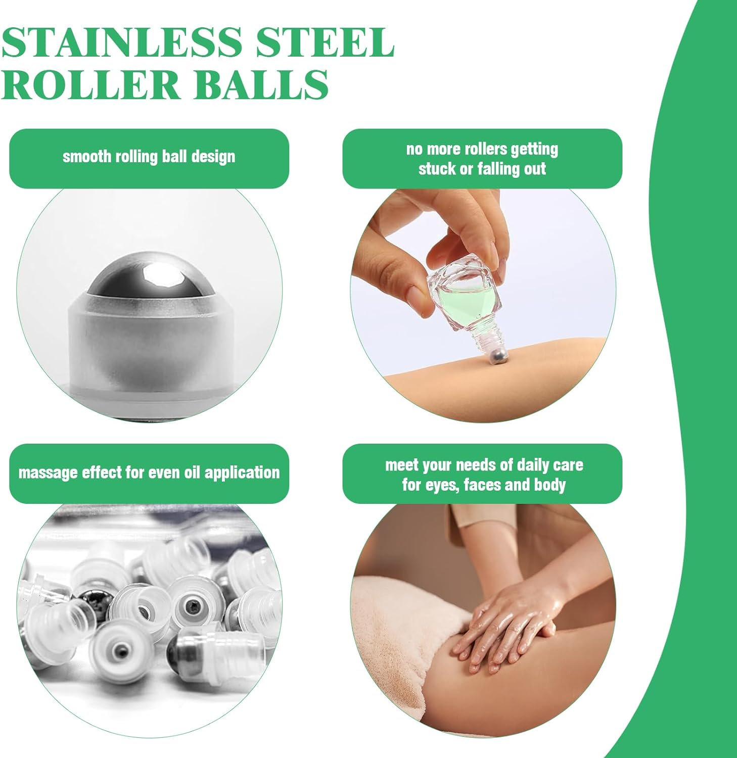 Yauhar 30Pcs 8Ml/0.27Oz Travel Essential Oil Roll on Bottle with Stainless Steel Ball Gold Cap Set Contains Polygonal Clear Glass Roller Bottle, Openers, Droppers, Funnels and Labels image number 4