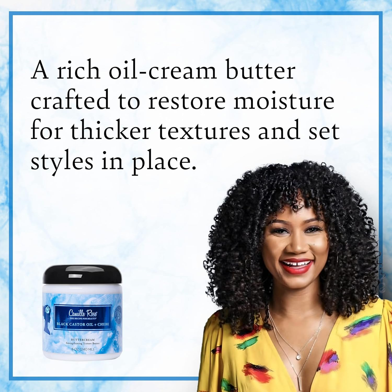 Camille Rose Black Castor Oil & Chebe Buttercream, Strengthening and Styling Butter to Restore Moisture for Thick, Textured Hair, 8 Oz image number 5